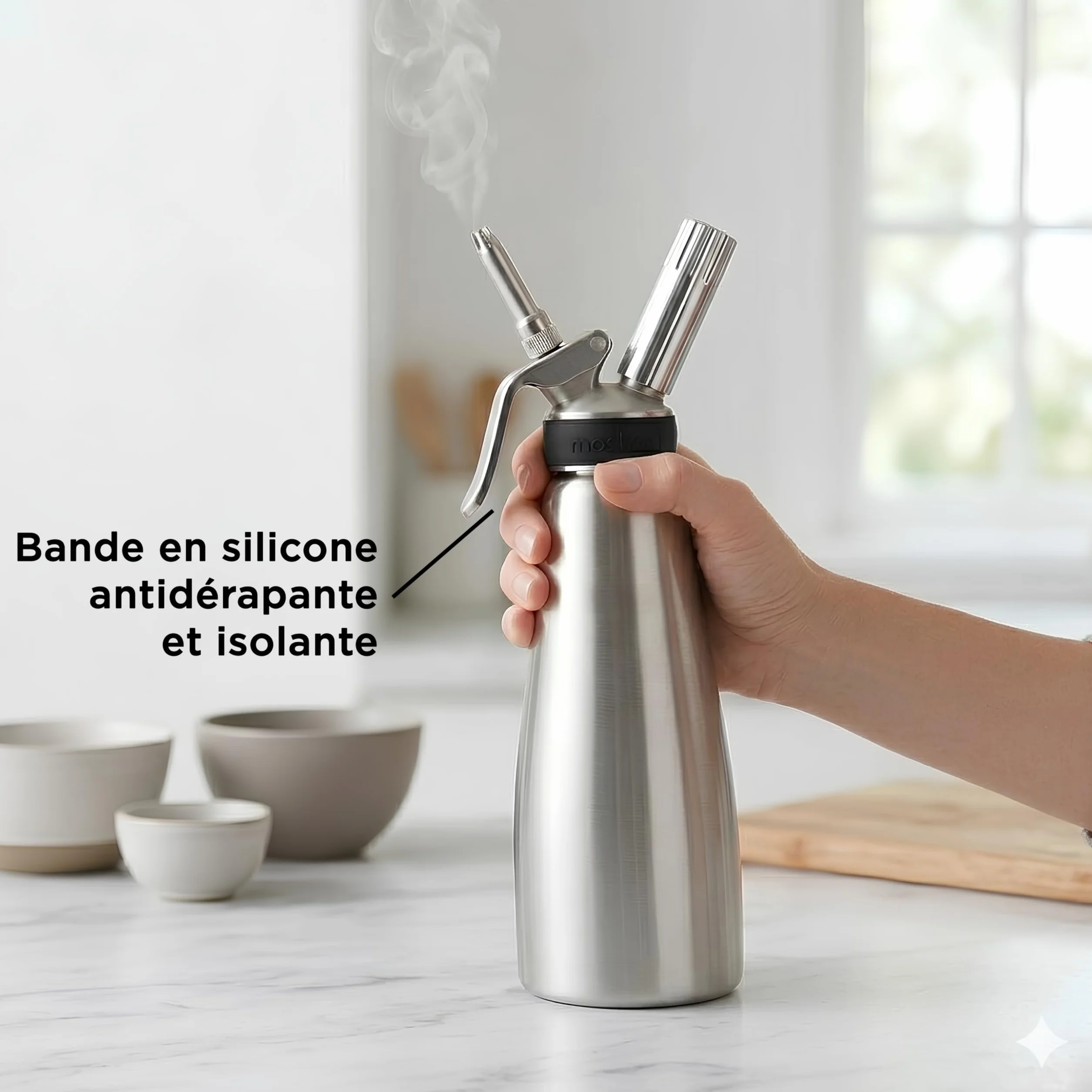 Mastrad Siphon Professionnel 0,5 L Inox Ultra Résistant Sauces Crèmes Chantilly Mousses