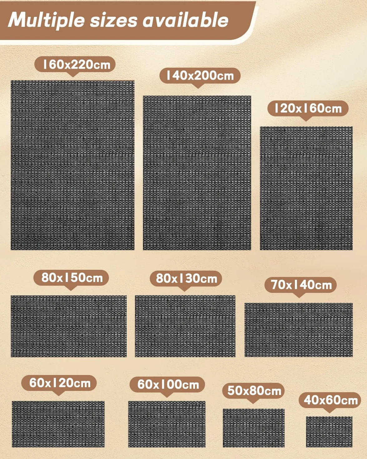 VABNEER Tapis Antiderapant 60x100cm pour Tiroirs Étagères Plateau Ustensiles de Table Noir