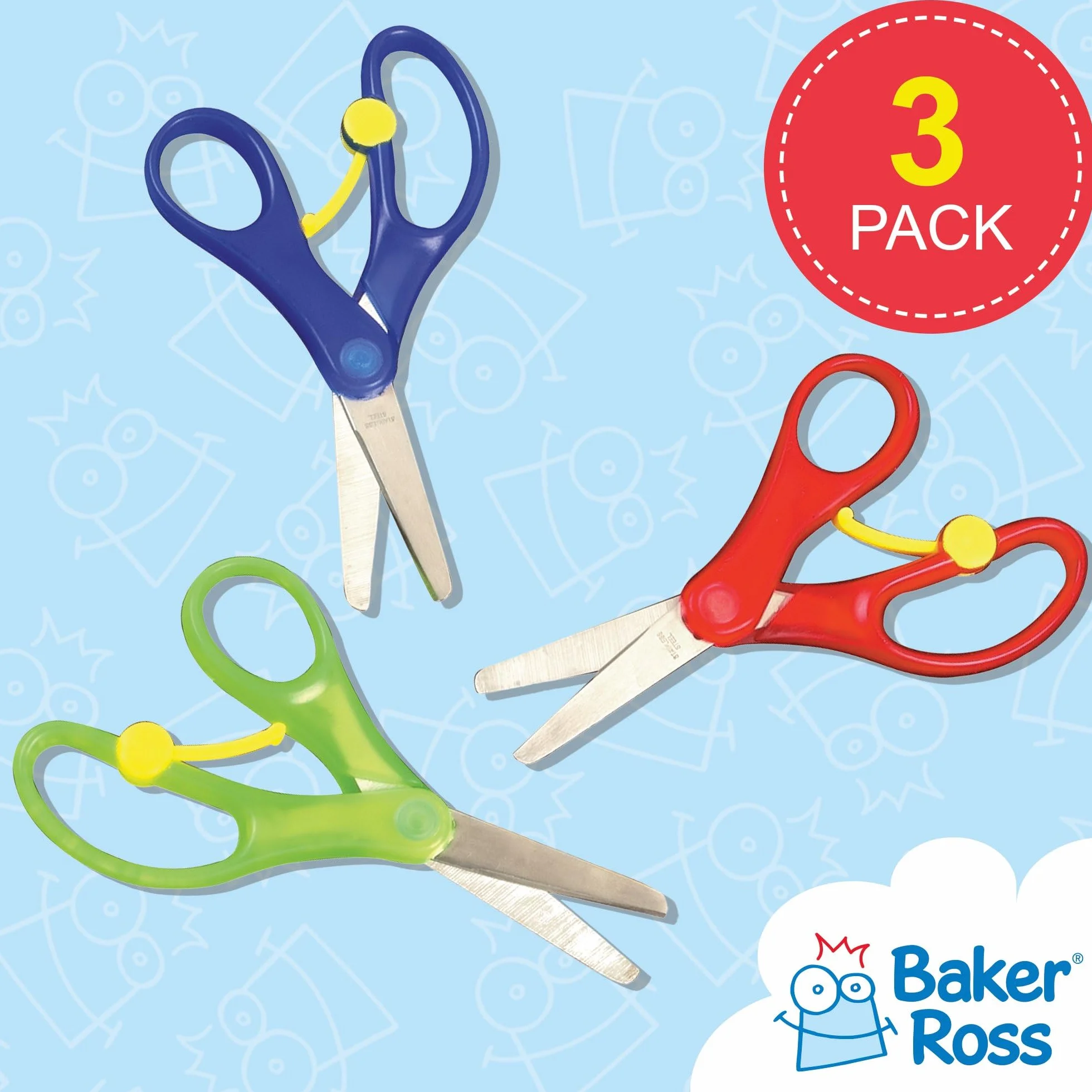 Baker Ross Ciseaux À Ressort Enfants Lot de 3 Paires