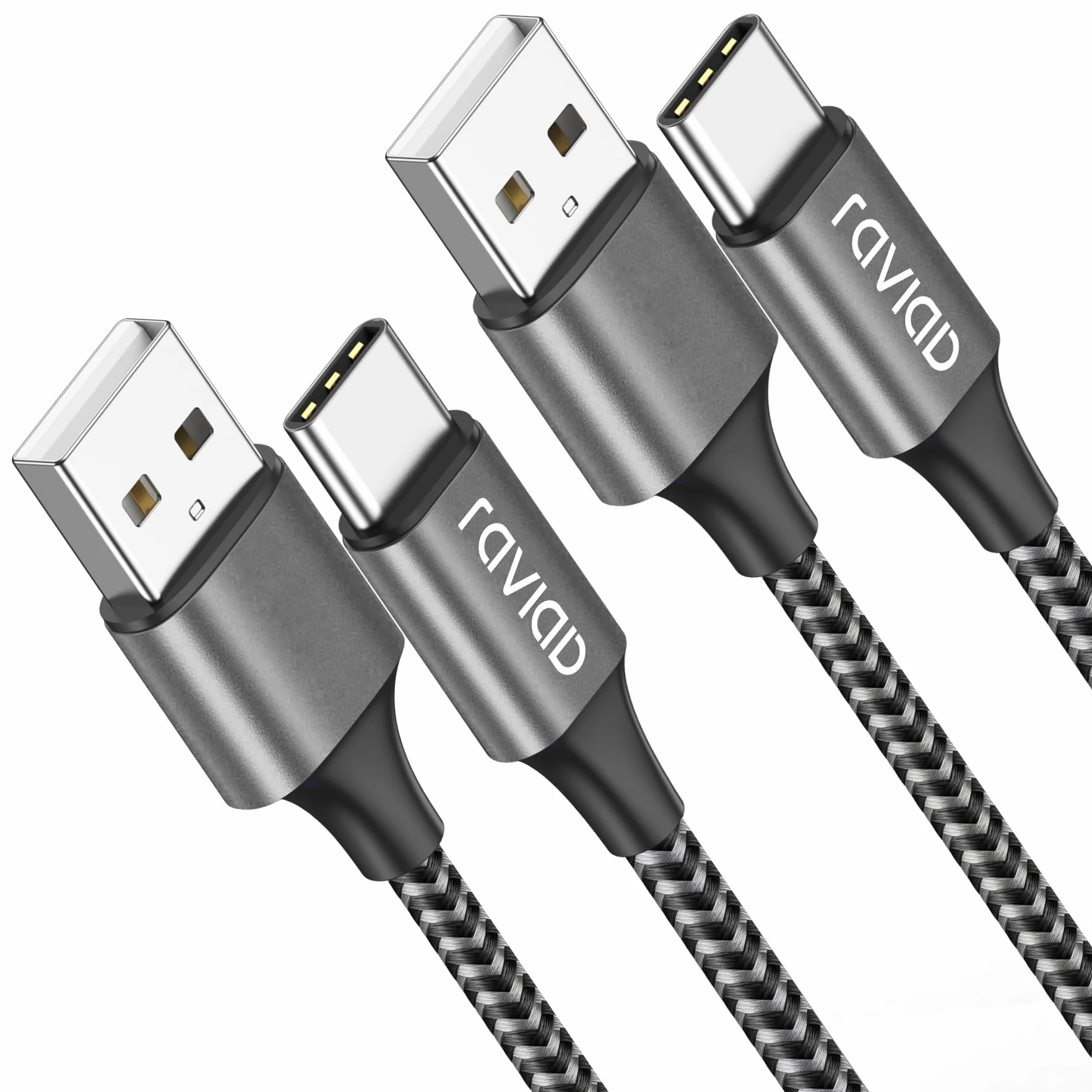 RAVIAD Câble USB C Charge Rapide 3.1A, Lot de 2, 1M Nylon pour iPhone 17 16 15 Samsung Galaxy S25 S24 S23 S22 S21 S20 S10 Huawei P40 P30 Redmi Note 10 9