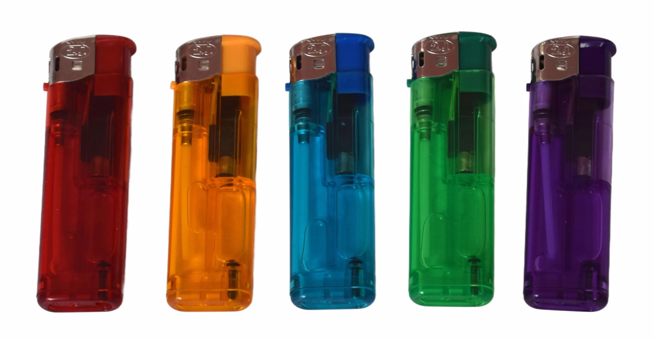 Lot de 50 Briquets Jetables Électroniques Slim à Gaz Translucides Assortiment 5 Couleurs
