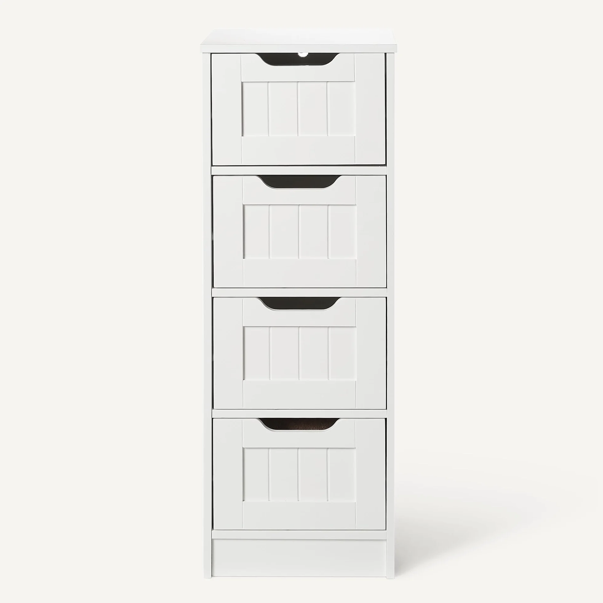 Amazon Basics Meuble de Rangement de Salle de Bain avec 4 tiroirs, Rangement sous évier, Construction MDF, Blanc, 30cm x 30cm x 82cm