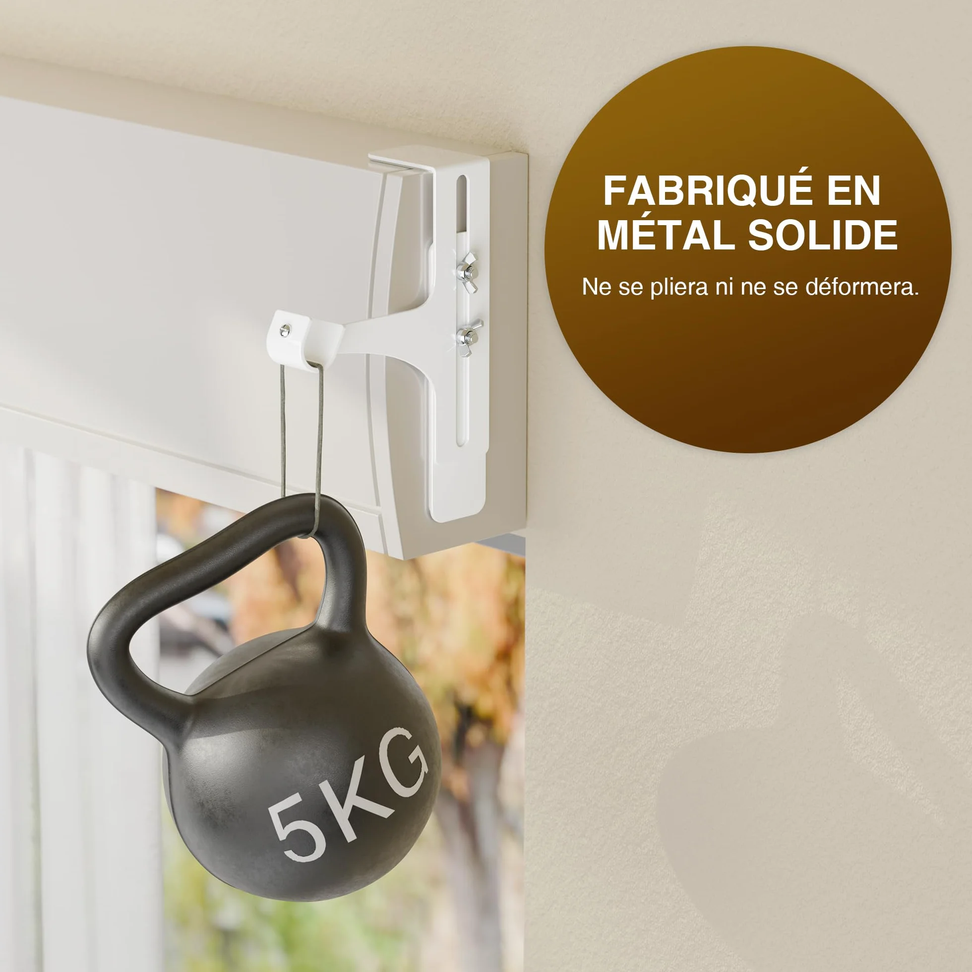 Supports de tringle à rideaux sans perçage Ø20-28 mm métallique blanc lot de 2
