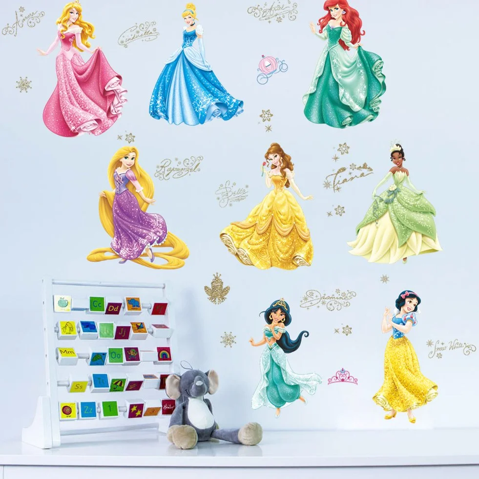Autocollants Muraux Princesse Blanche Dessin Animé, Chambre Enfants Pépinière Amovibles
