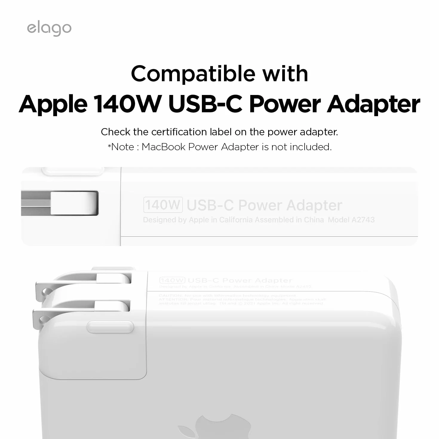 elago Organizer kabla ładującego, zwijacz kabla kompatybilny z MacBook Pro 2021-2026 16” M5 M4 M3 M2 M1 A3429/A3428/A3403/A3186/A2991/A2780/A2485, 140W