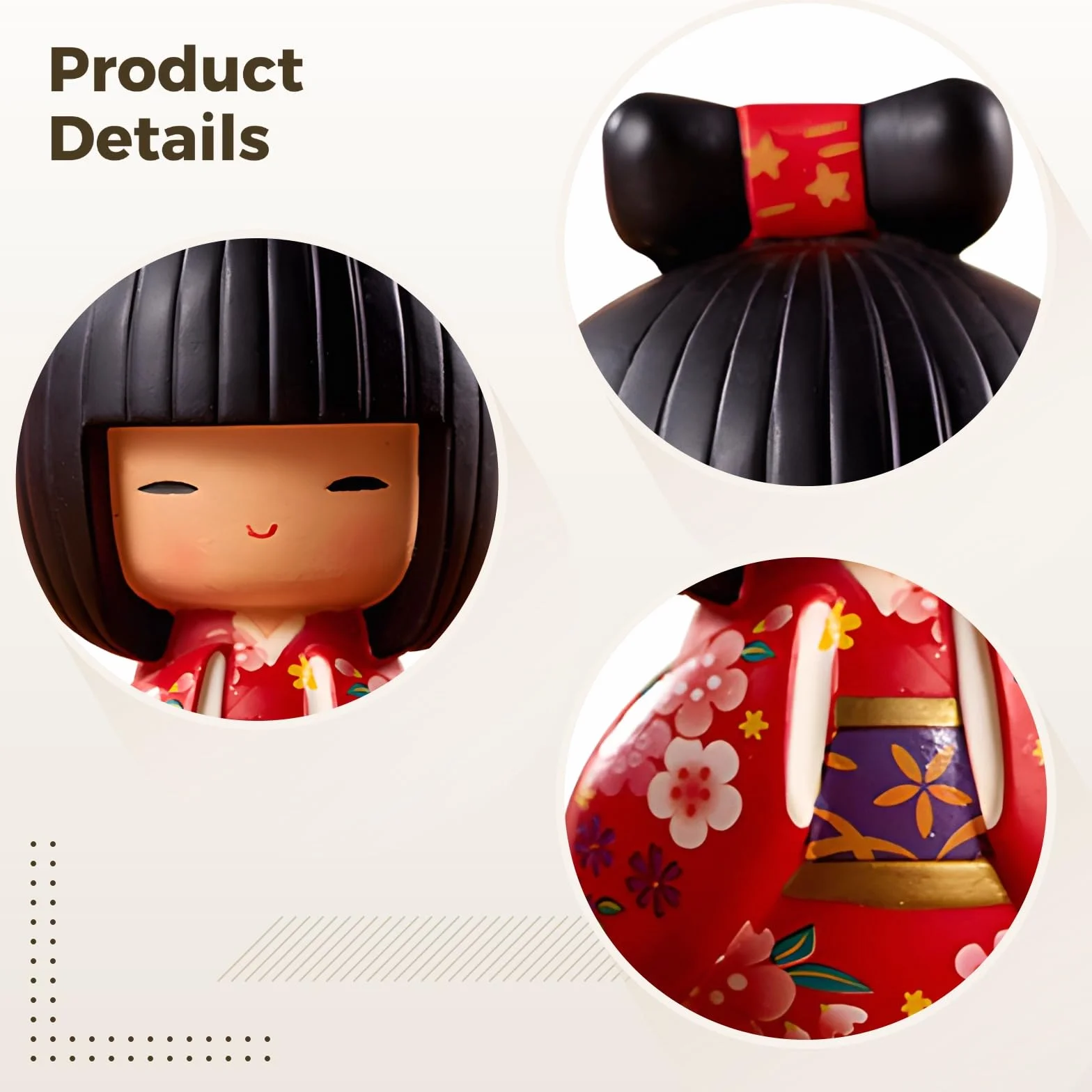Poupée Geisha Japonaise Kokeshi Artisanat Résine 31 cm Décoration Culturelle