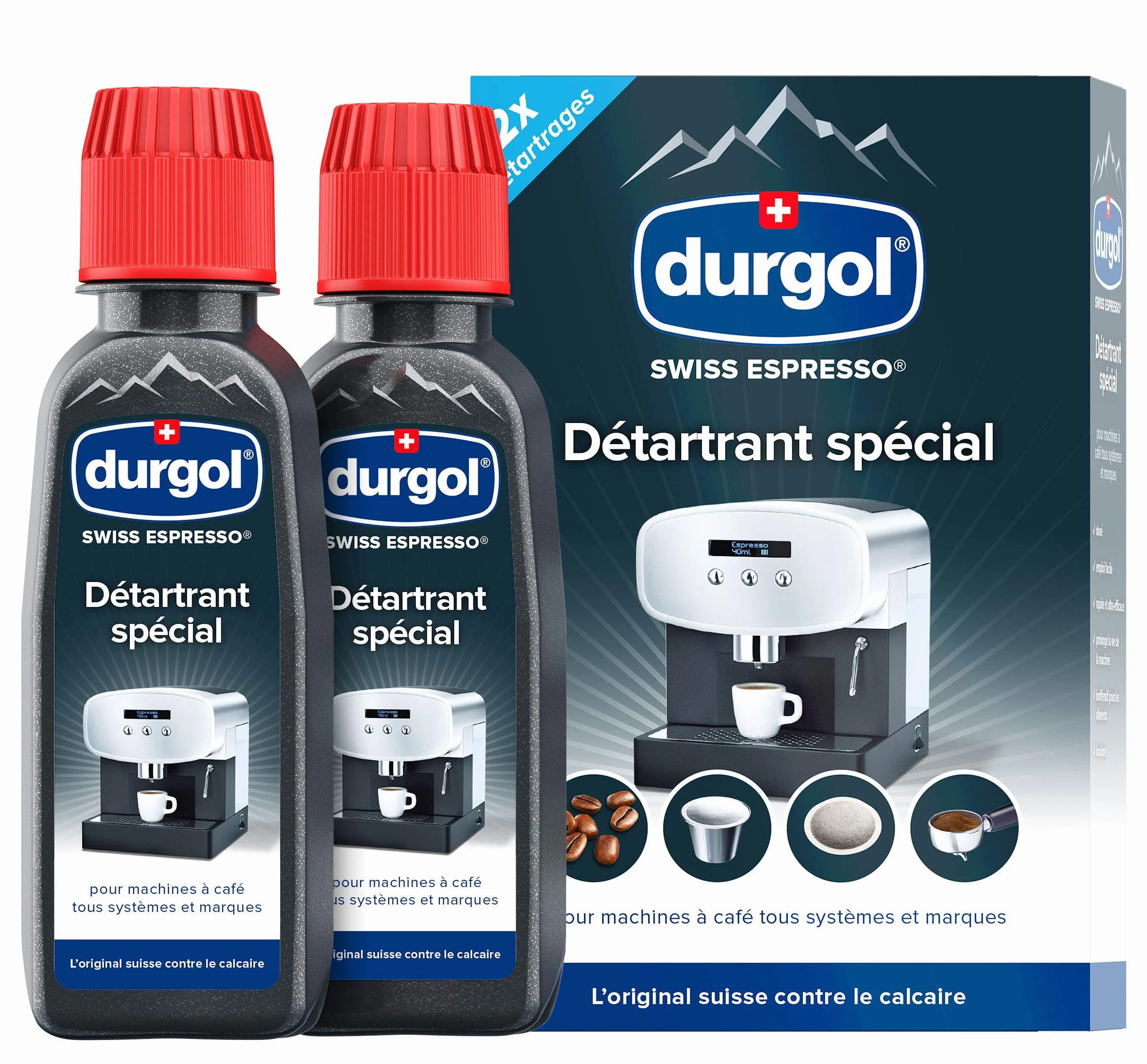 durgol swiss espresso Détartrant anti-calcaire pour machines à café 2 x 125 ml