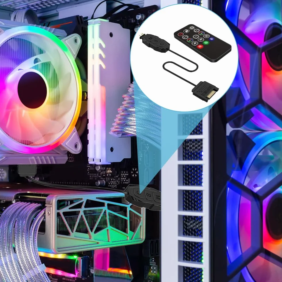 Pilot zdalnego sterowania RGB do rozdzielaczy ARGB i SATA Power Fans, wentylator RGB do PC, 5 V 3-pinowy 14-przyciskowy pilot zdalnego sterowania