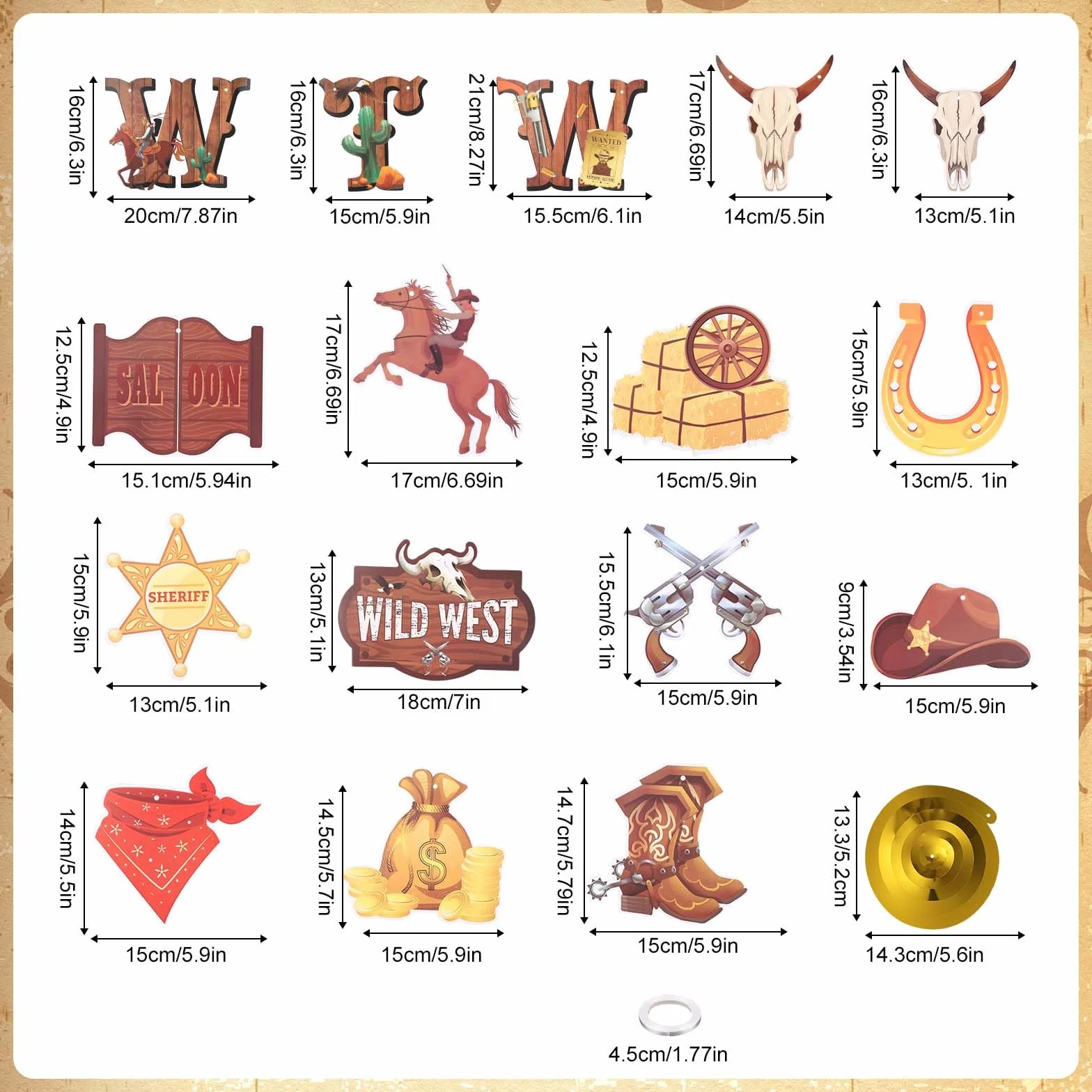 Tinoaly 28pcs Bannière Western Style Cowboy, Décorations de Fête Rodéo Suspendre Anniversaire Fille Garçon