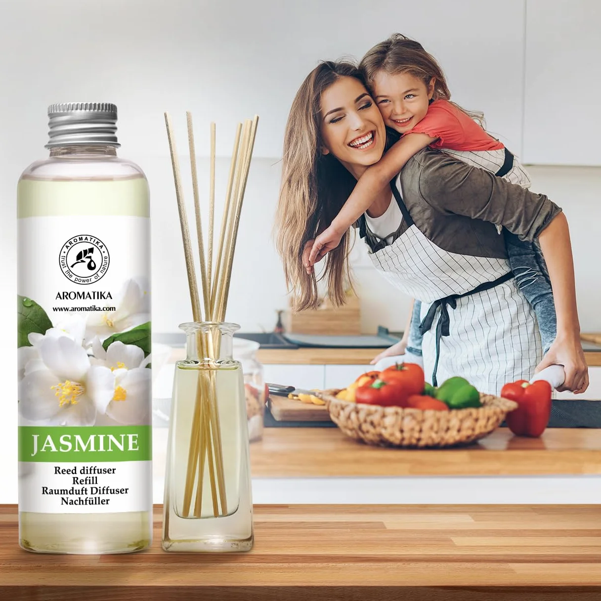 Diffuseurs de Parfum Jasmin 200 ml - Arôme Floral - Desodorisant Maison - Aromathérapie