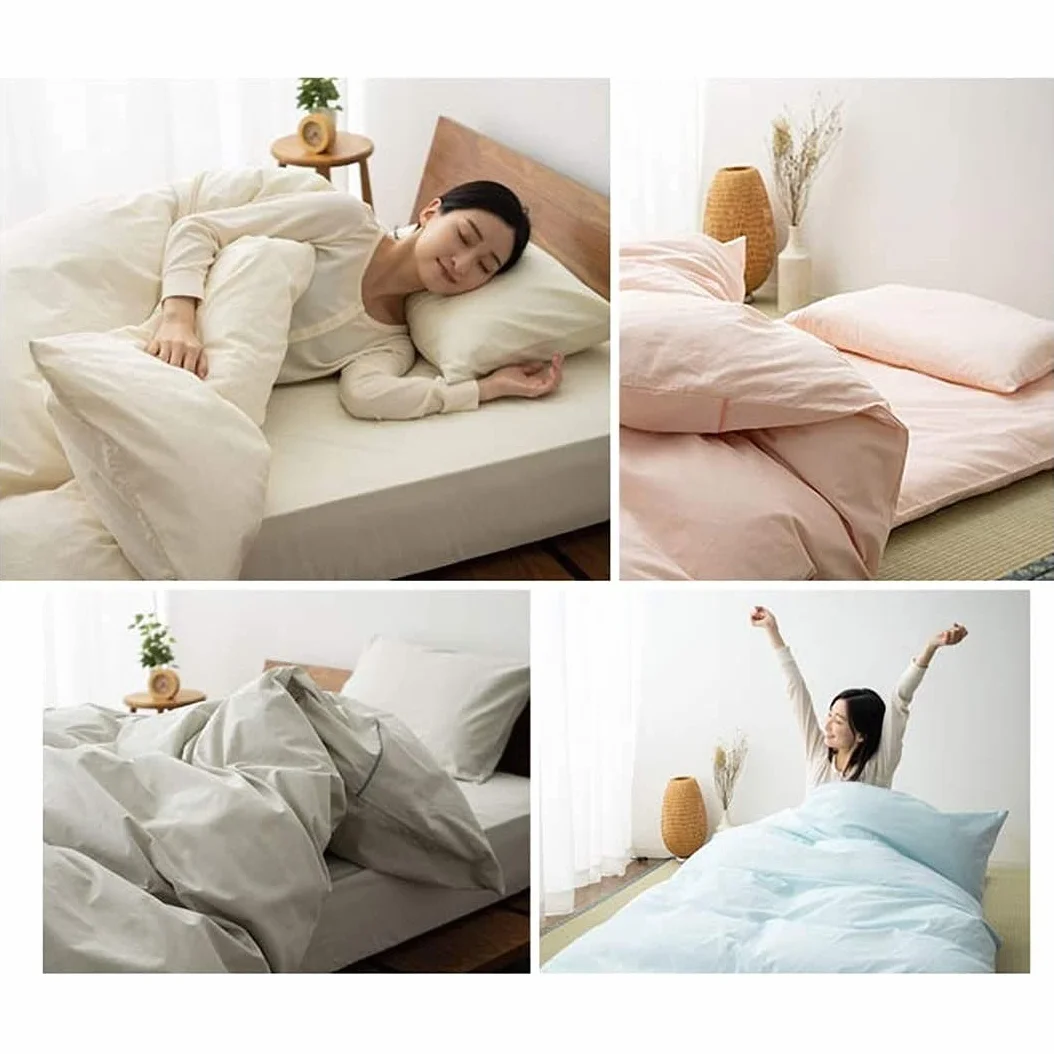 EMOOR Housse Zippée Matelas Futon Japonais PRESSO 165 x 215 cm 100% Coton Bleu