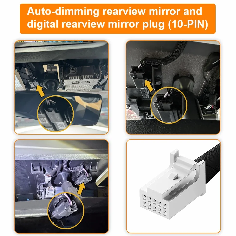 Adapter zasilania (10-Pin) Nadaje się do Toyota i Lexus, Wyświetlacz LED Zasilanie USB, Podłącz do lusterka z tyłu, wyjście 5V 12V, Łatwe w instalacji, D3-035