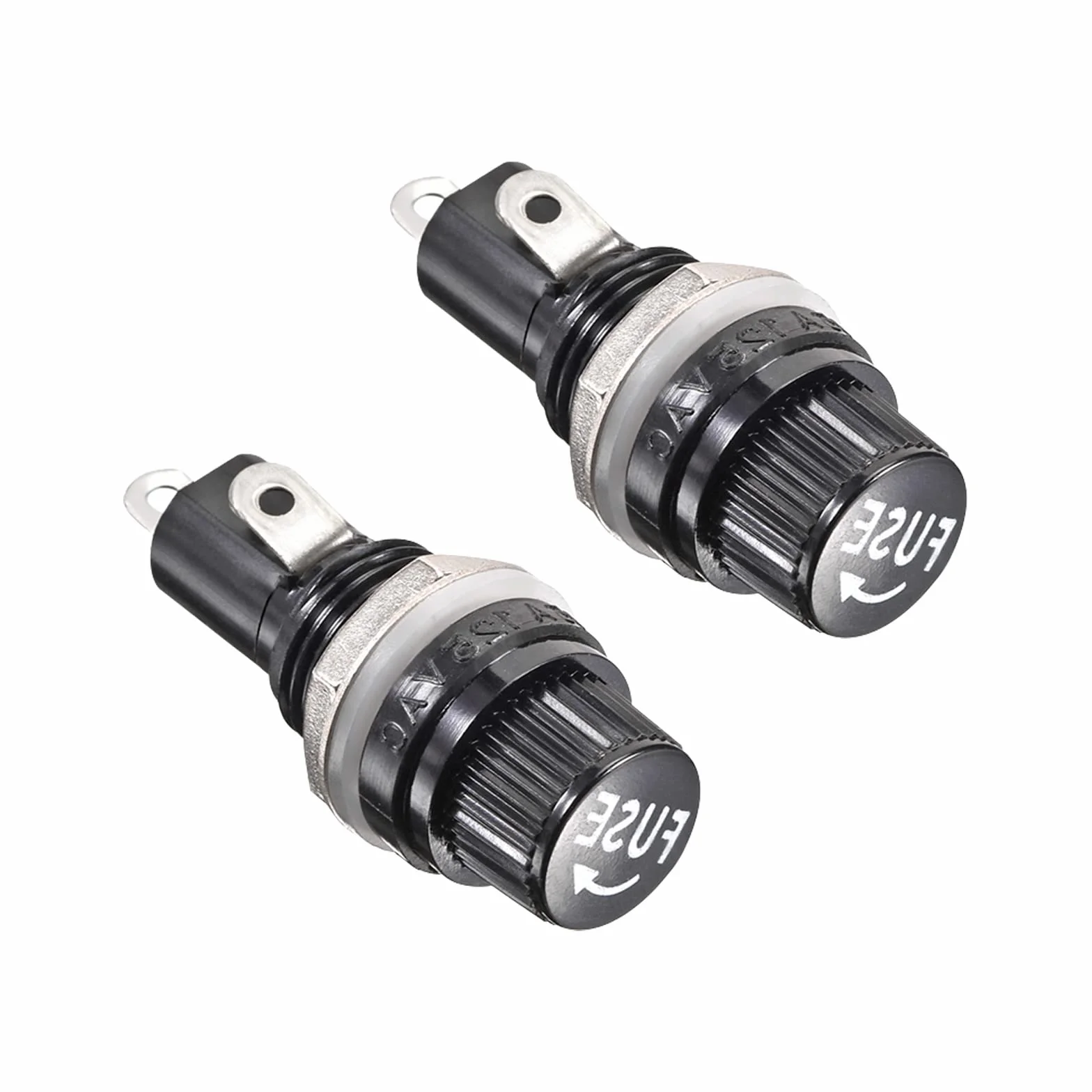 QUARKZMAN 5 x 20 mm AC 125 V/15 A 250 V/10 A uchwyt bezpiecznikowy x 2 szt. Gwint panel montowany zakrętka uchwyt bezpiecznik cokół do radia samochodowego Audio DIY Projekt [ czarny ]