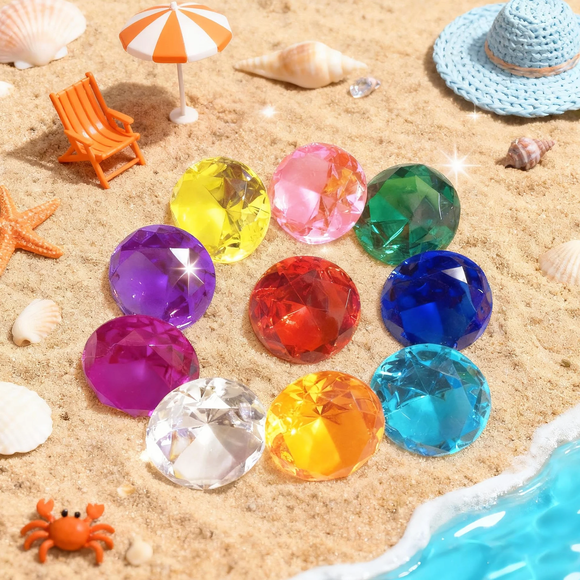 Jouet de gemme acrylique de diamant 4cm 10 pièces pour enfants Chasse au trésor pirate Cadeau anniversaire Noël Pâques