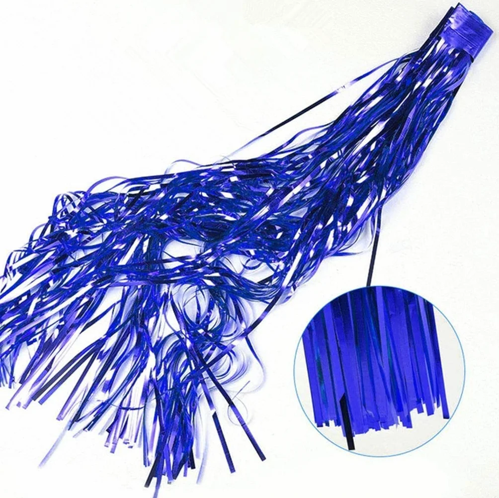 Rideau Métallique à Franges Aluminium 2 Pièces Bleu pour Décoration Fête Mariage Noël (1x2M)