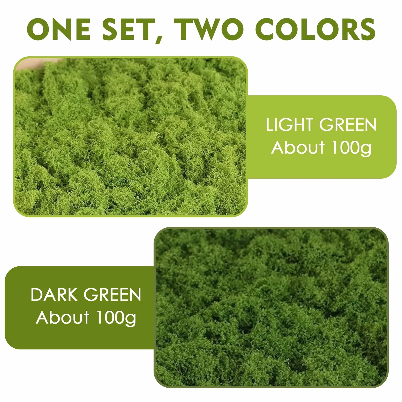 Fausse Mousse Végétale 200g Vert Foncé Vert Clair, Mousse Artificielle pour Décoration Murale Crèche