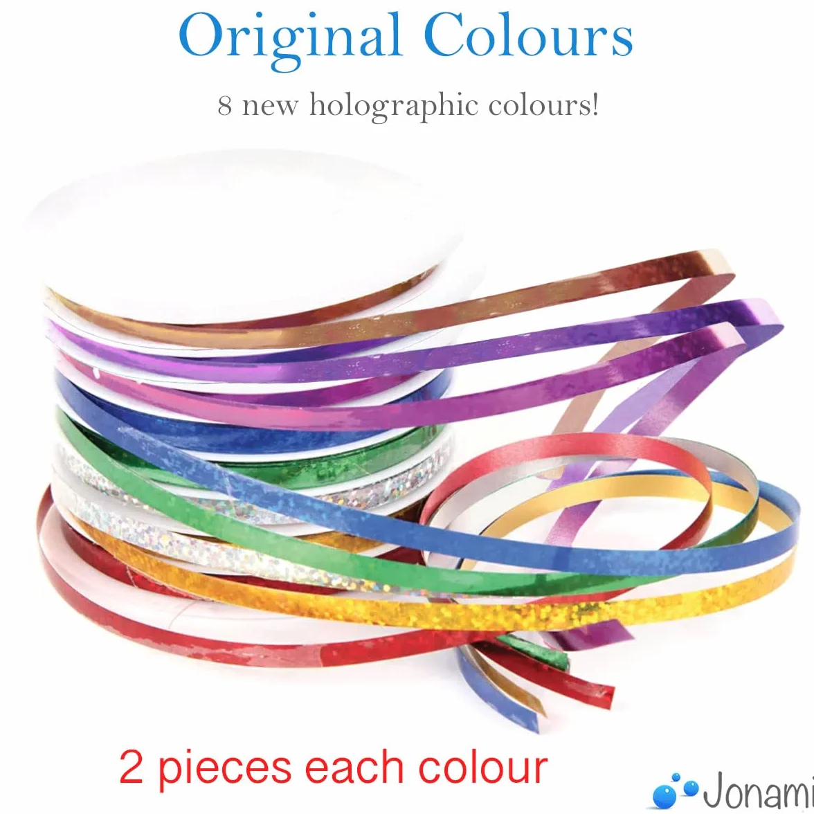 Ruban Bolduc Pailleté à Boucles pour Emballage Cadeaux (48 pcs., 10 m, 5 mm)