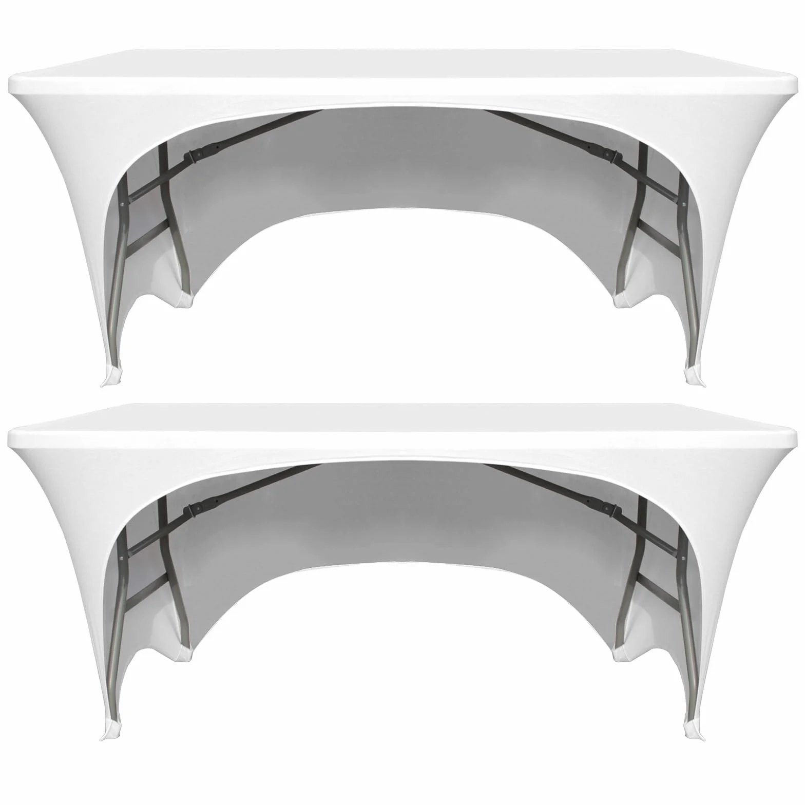 Lot de 2 nappes élastiquées lavables et extensibles pour banquets, mariages et fêtes 183 x 76 x 76 cm - Blanc