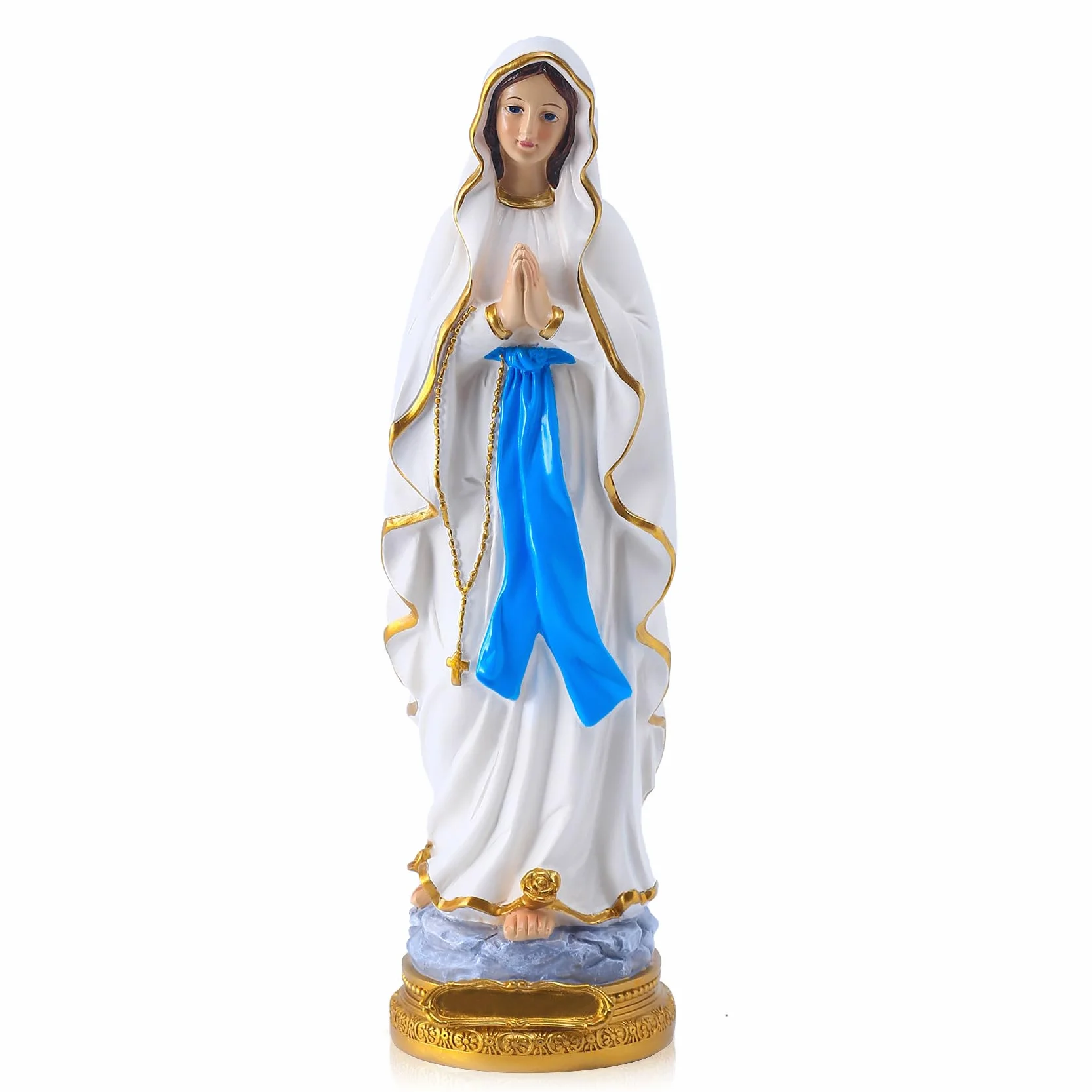 Statue Vierge Marie de Lourdes 30 cm Résine - Statuette Religieuse pour Prière, Autel, Communion