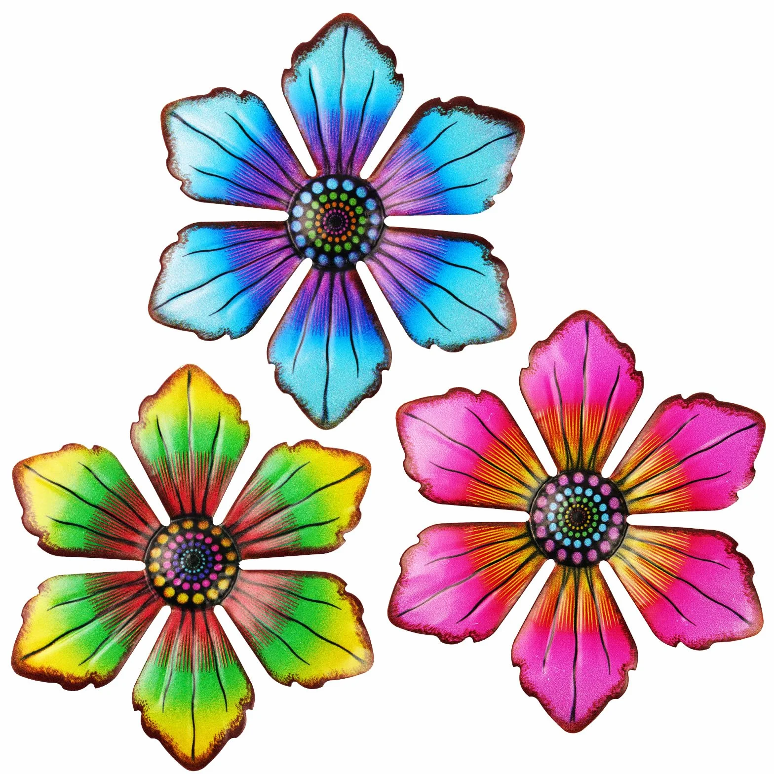 OFFCUP Fleurs en Métal 3pcs Décoration Murale Extérieur Jardin