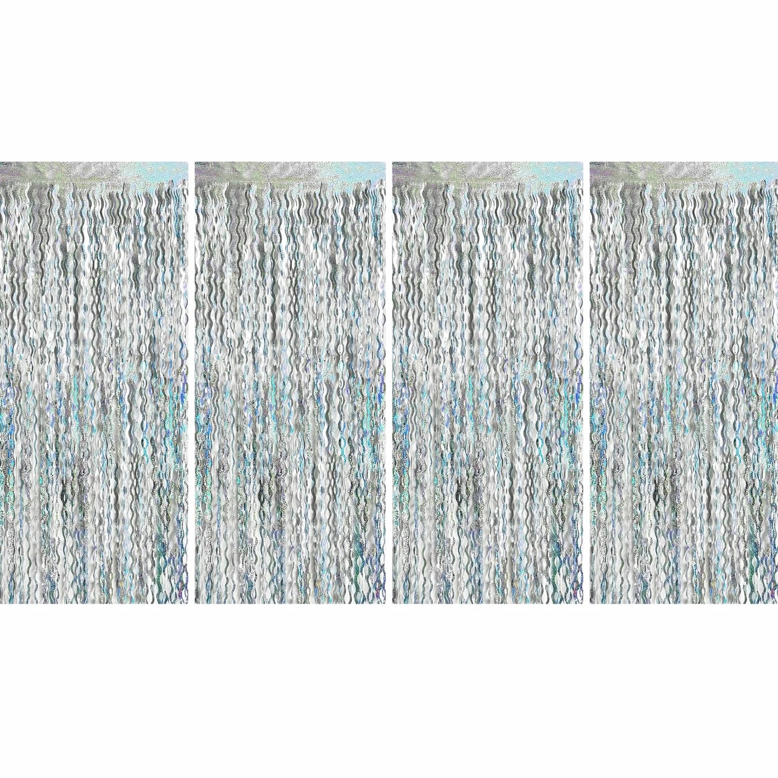 Rideau Anniversaire Argenté 1 m x 2 m Paillette Forme de S Frange Métallique pour Fêtes Mariages Photographie