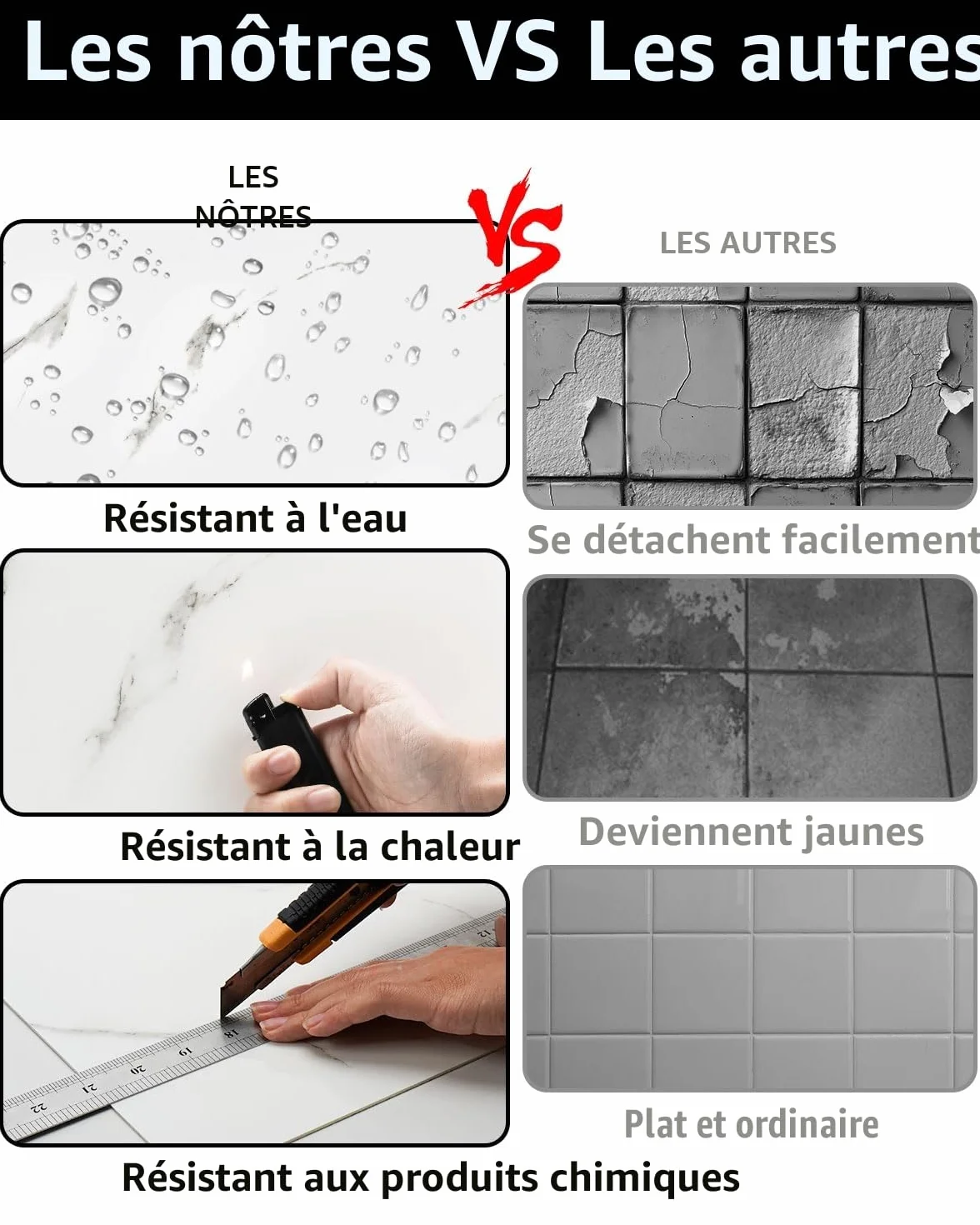 Carreaux adhésifs marbre 30x30cm étanches PVC blanc nuage pour douche cuisine salle de bain