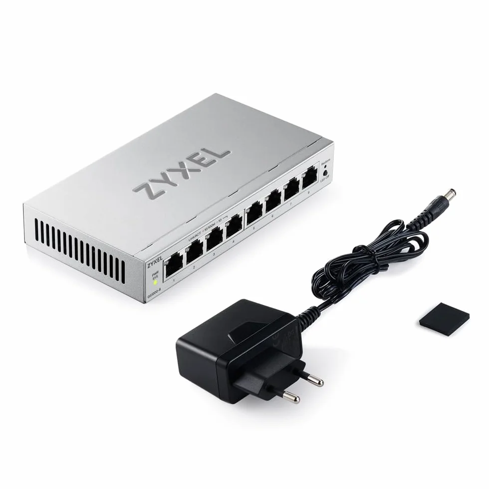 Zyxel Przełącznik sieciowy z 8 portami | zarządzany przez sieć Gigabit LAN Switch | QoS, agregacja linków, VLAN, IGMP Snooping | bez wentylatora | Komputer stacjonarny [GS1200-8v3]