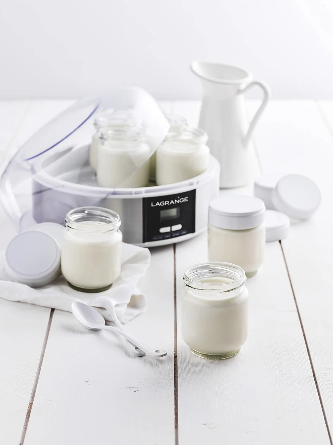LAGRANGE, Yaourtière, 7 pots en verre, 1L, programmable 15h, arrêt automatique, signal sonore, 13 W, 439101