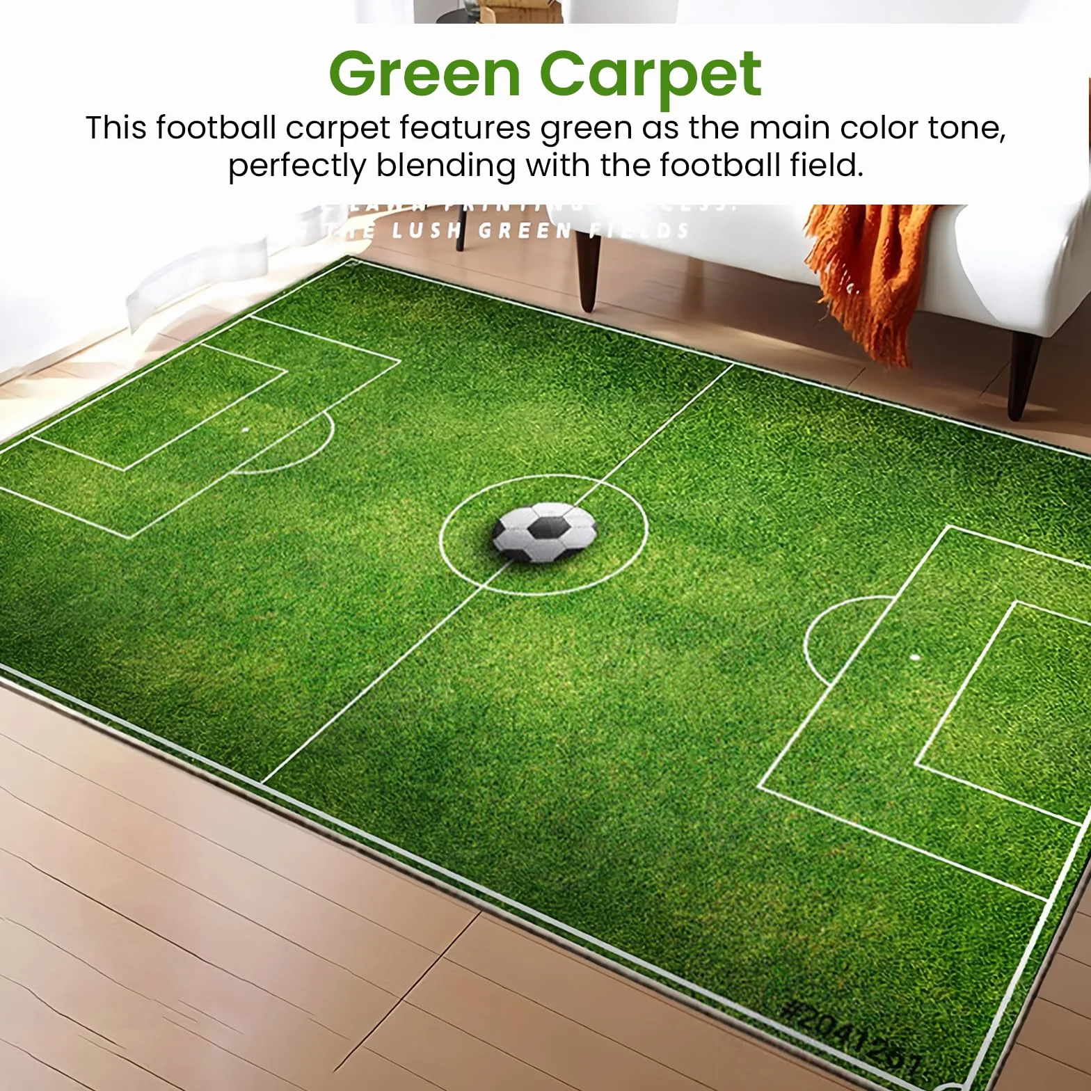 Tapis Chambre Enfant 80 x 120 cm Tapis Football Vert pour Garçons et Filles