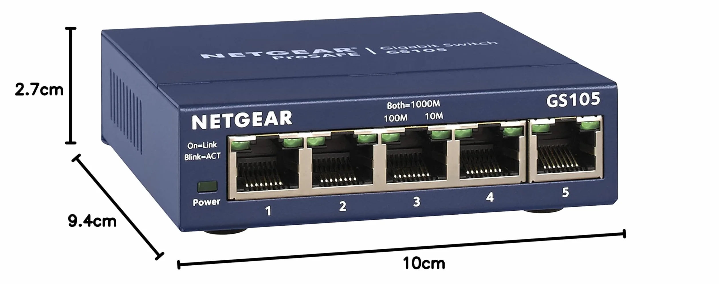 NETGEAR GS105 Switch Ethernet 5 Ports RJ45 Métal Gigabit 10/100/1000 ProSAFE