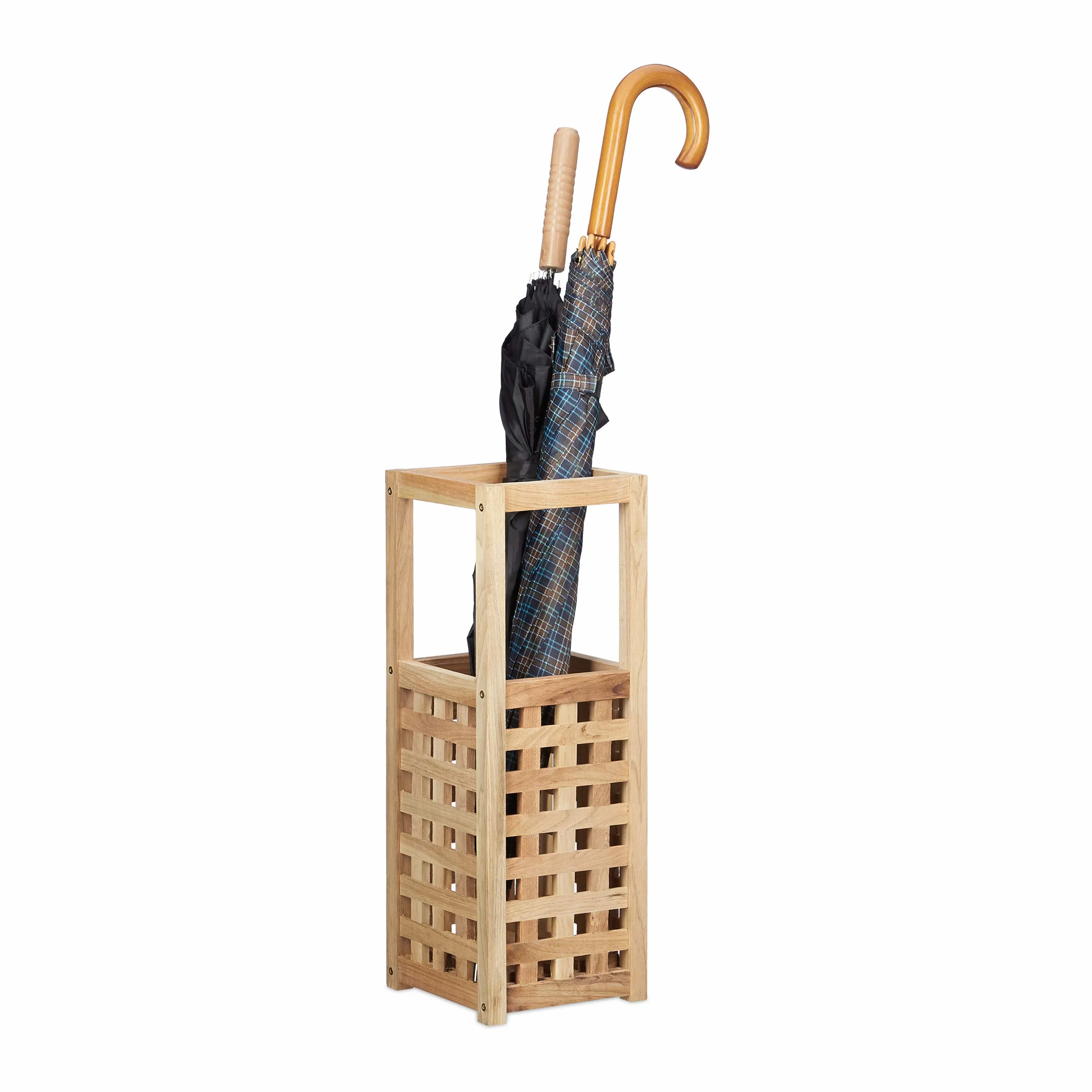 Relaxdays Porte-parapluies en bois de noyer 50x18x18 cm