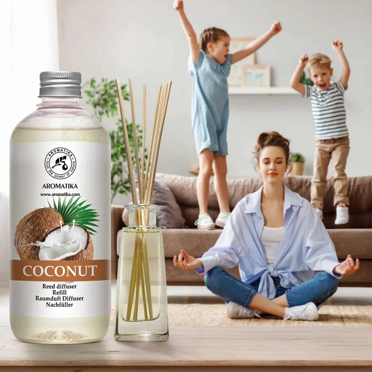 Recharge Diffuseur Parfum Coco 500ml - Reed Diffuser Refill - Assainisseur d'Air Longue Durée
