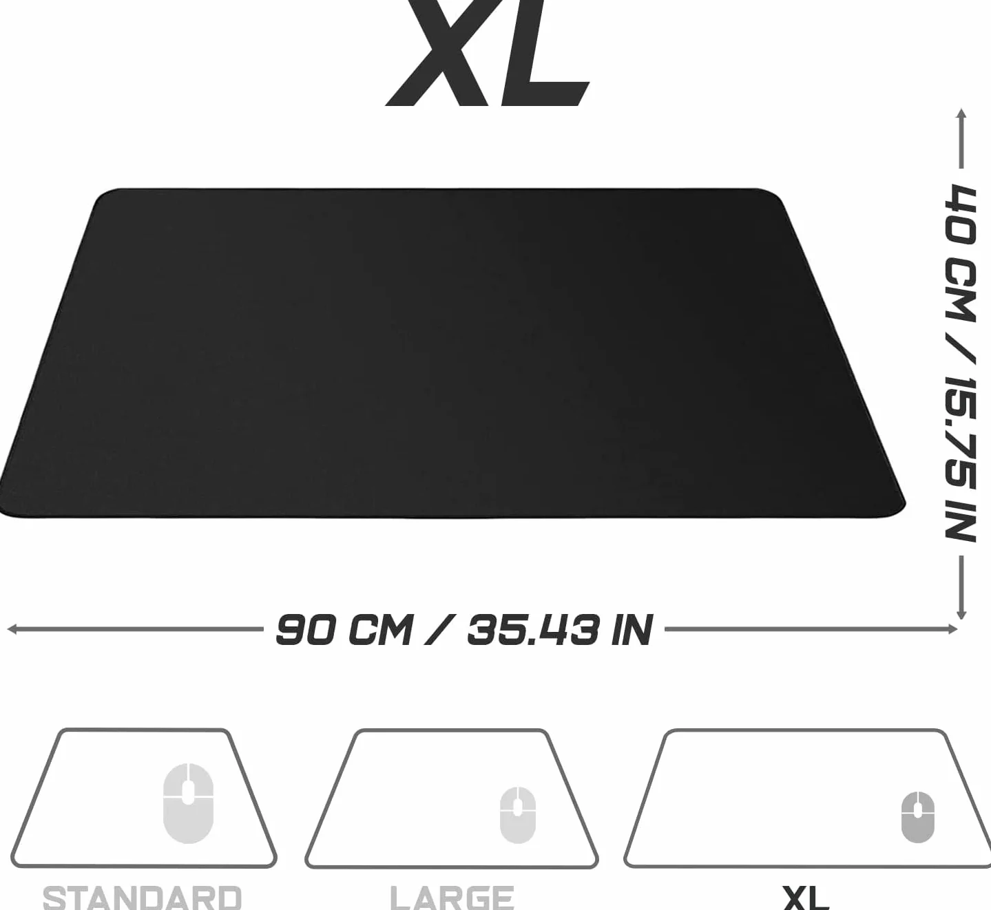 Sidorenko Tapis de Souris XXL 900x400 mm Noir - Grand Tapis Bureau Gaming Antidérapant Imperméable Microfibre Mousepad PC XL 90x40