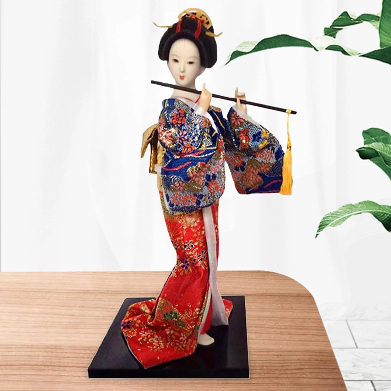 MagiDeal Geisha japonaise 12 pouces figurine miniature statue dame bleu rouge