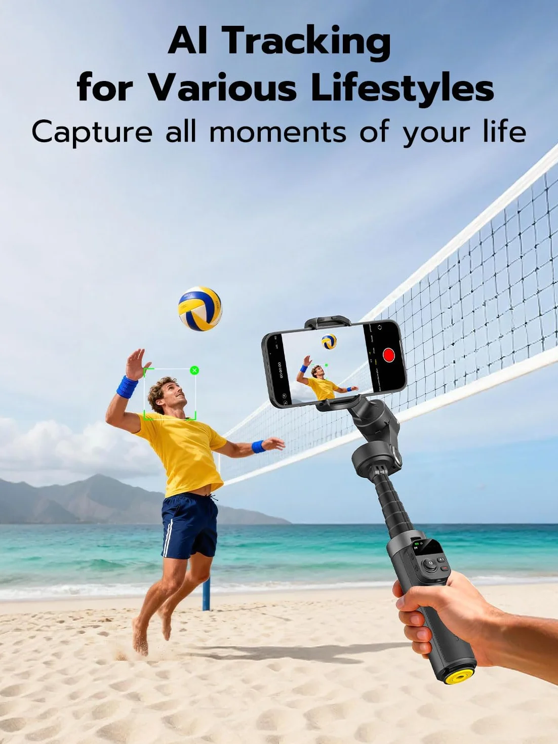 AOCHUAN 3-osiowy stabilizator gimbala do iPhone'a ze śledzeniem twarzy 360°, gimbal do smartfona z otwartym statywem jednym dotknięciem, sterowanie gestami, stabilizator telefonu z magnetycznym