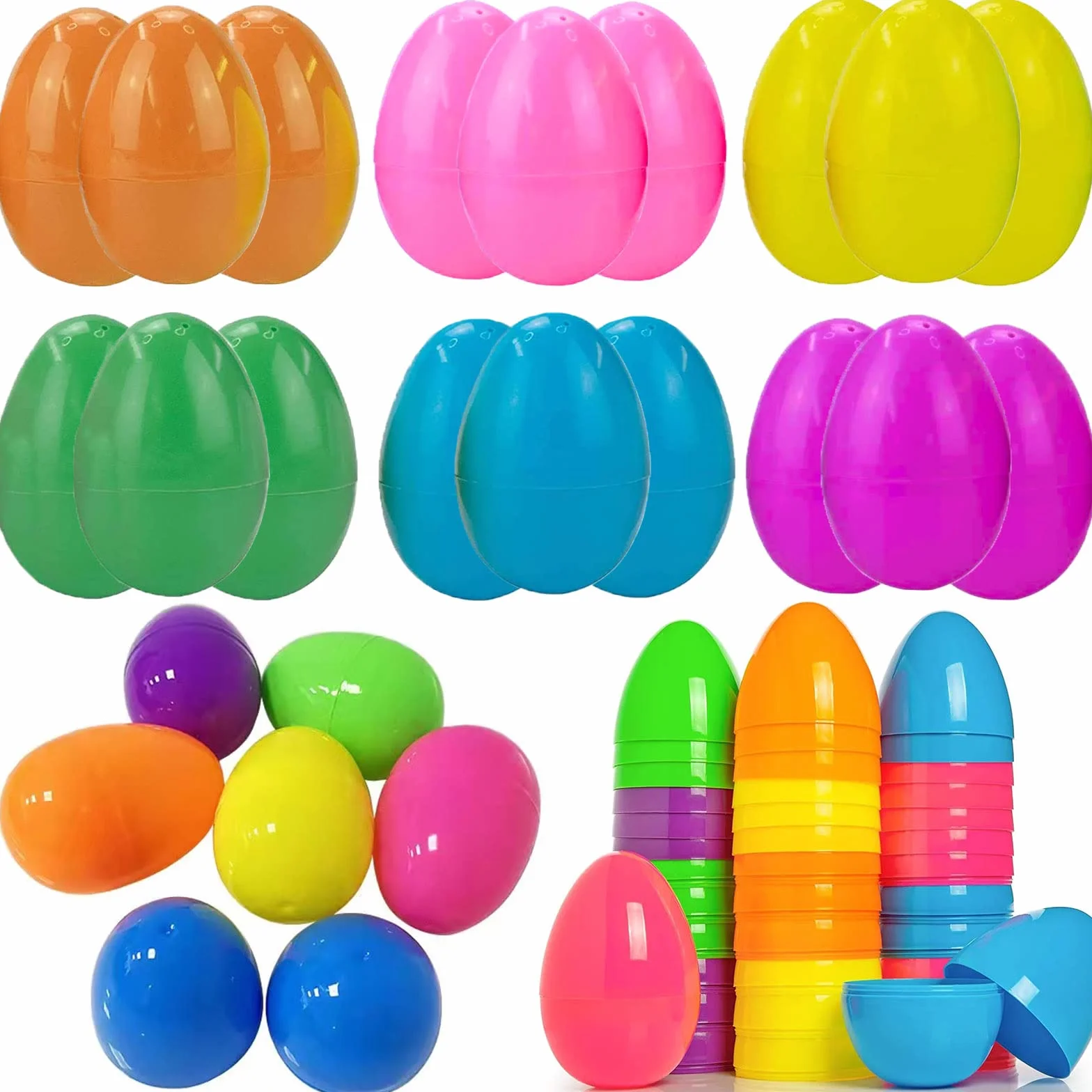 KEELYY 50 œufs de Pâques en plastique multicolores à remplir pour cadeaux et bonbons