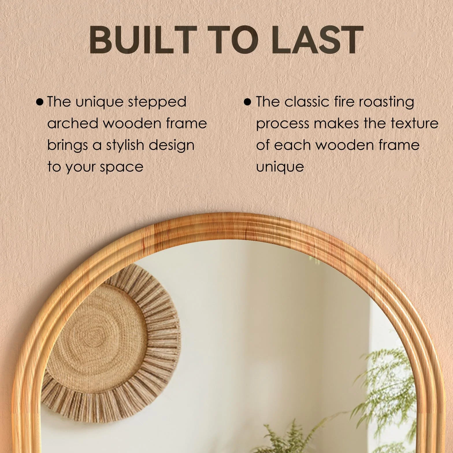 ThomP Miroir pleine longueur - 160 x 50 cm - Miroir sur pied bombé - Cadre en bois avec support - Grand miroir sur pied pour chambre à coucher, salon (marron)