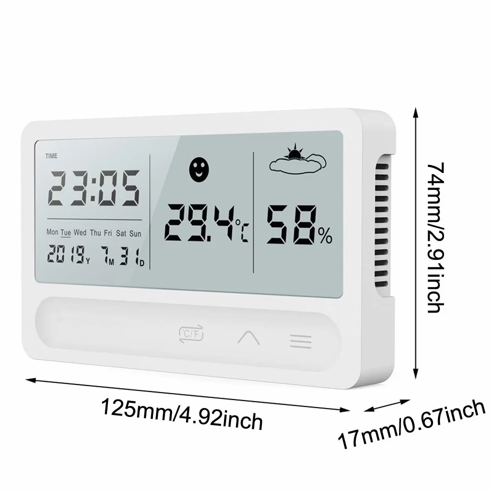 Thermomètre hygromètre LCD intérieur numérique Station météo avec réveil Chargement USB