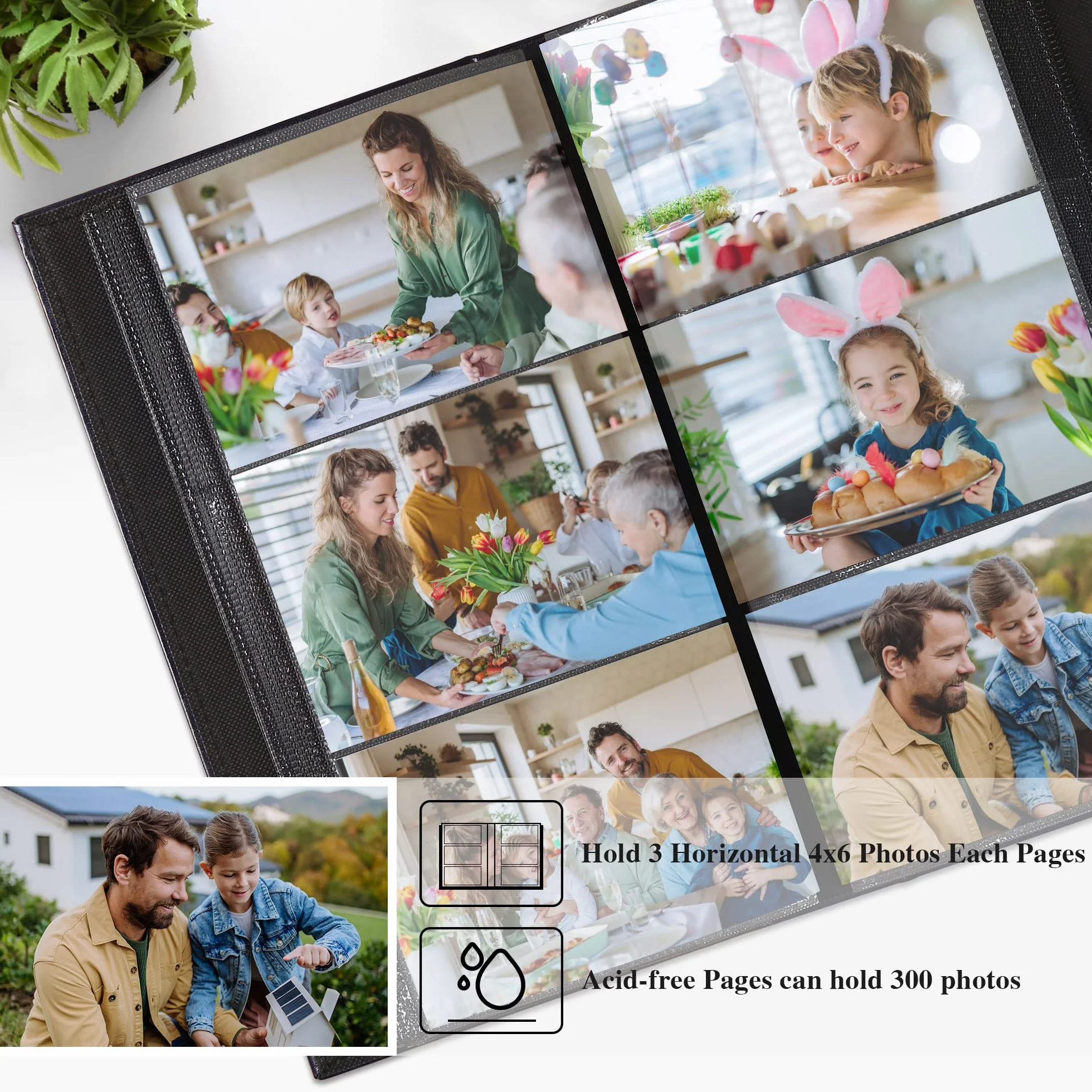 Vienrose Album Photo Traditionnel 10x15 cm 300 Pochettes Couverture Lin Grand Format