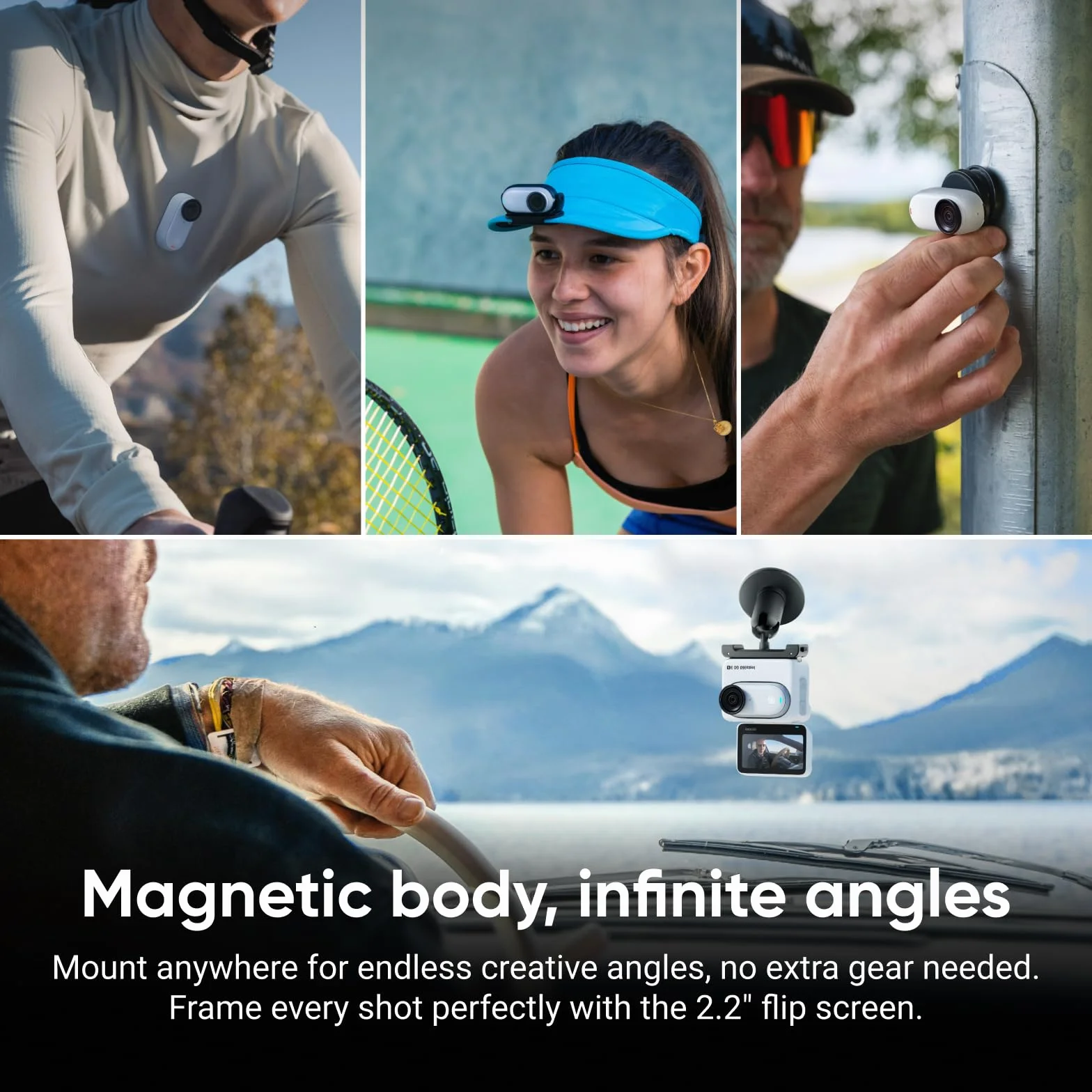 Insta360 GO 3S 64 GB Arctic White - mała przenośna kamera do vlogowania 4K, bez użycia rąk, mocowanie w dowolnym miejscu, stabilizacja, żywotność baterii 140 min, wodoodporność 10 m, edycja AI, do