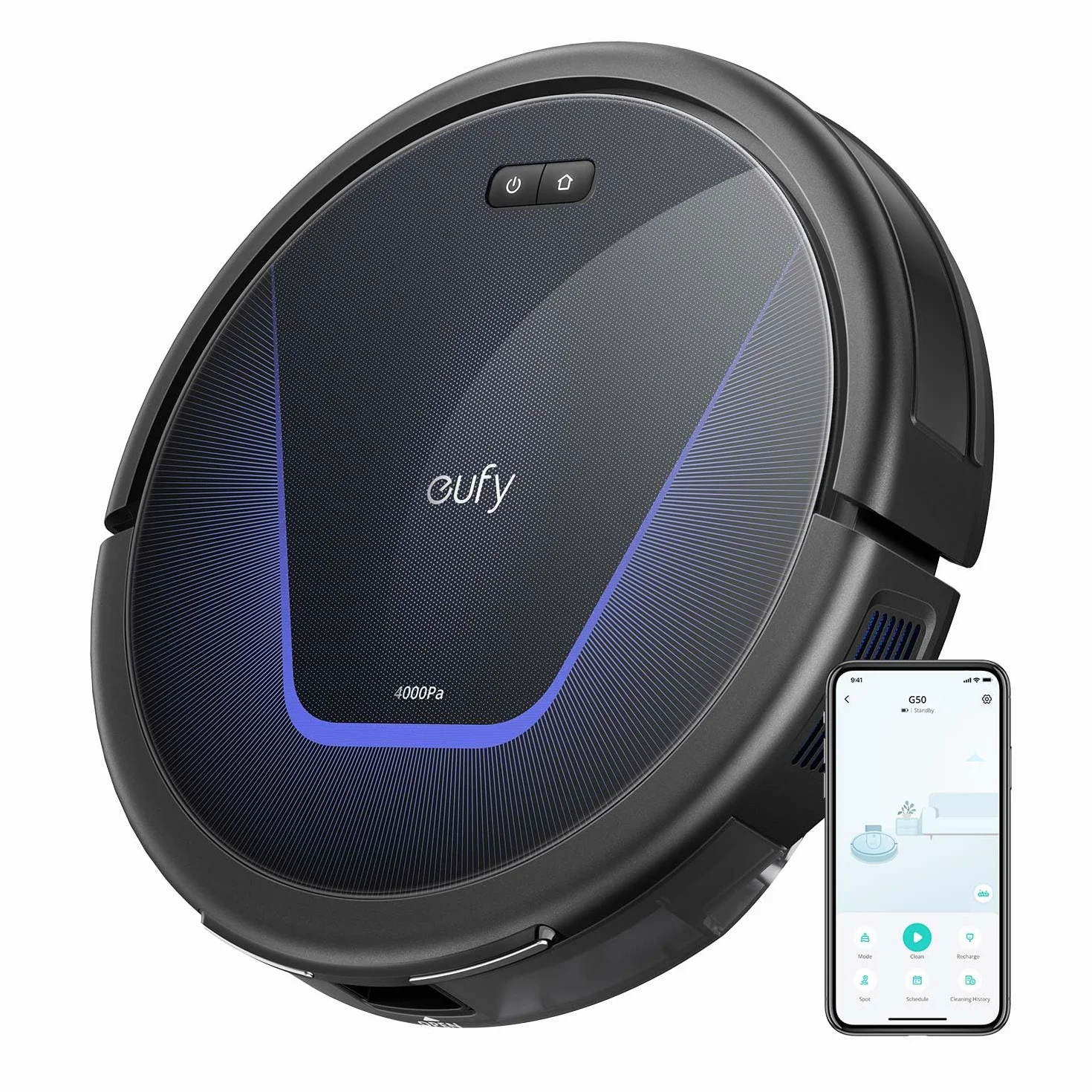 eufy G50 Aspirateur Robot 4000 Pa Navigation Dynamique Brosse Dégraissante Pro Reconditionné