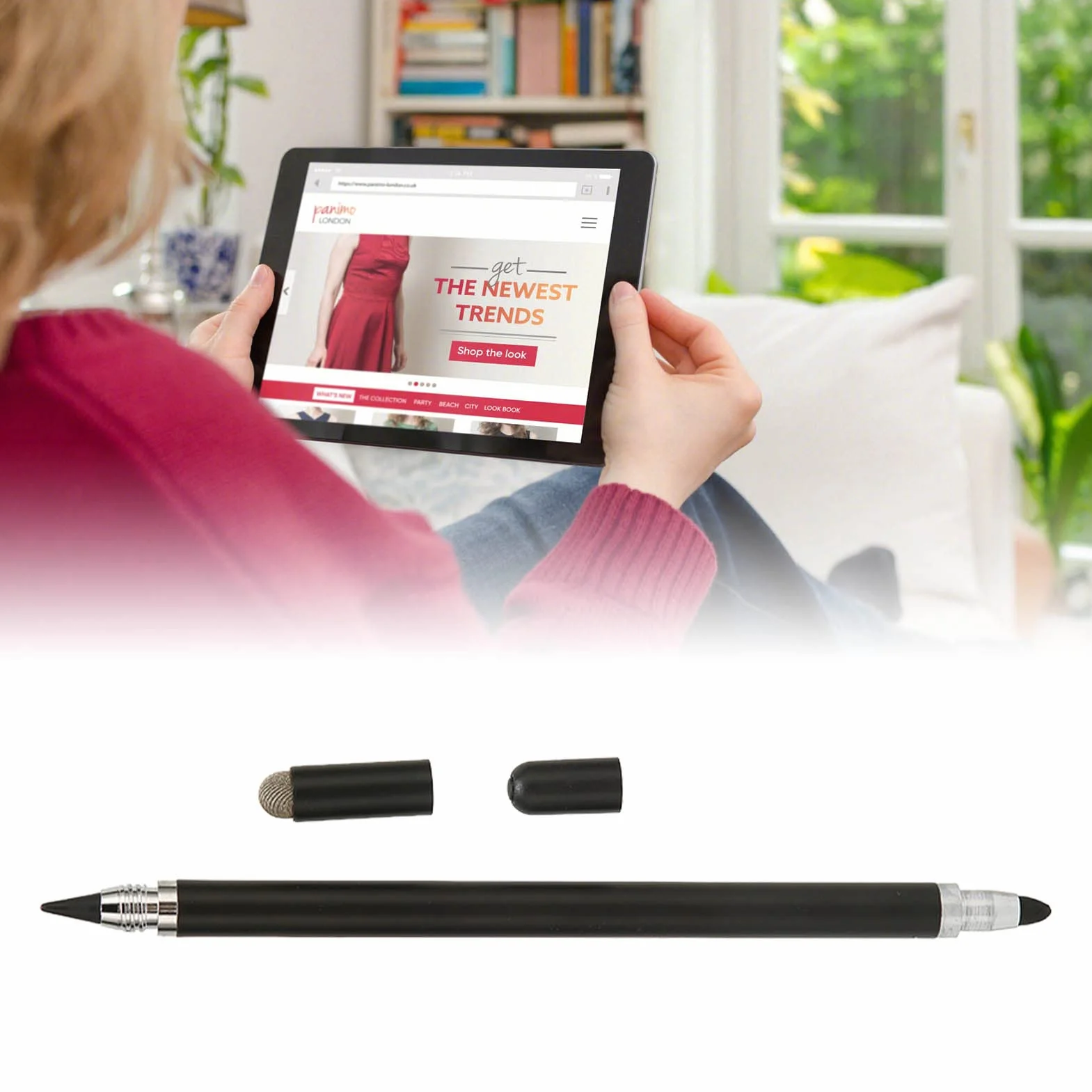 Rysiki, 3 w 1, Uniwersalny Rysik Fine Point do Telefonów Komórkowych Typu Tablet, Uniwersalny Rysik do Ekranu Dotykowego o Wysokiej Czułości z 2 Końcówkami z Włókna, do Pisania(Czarny)