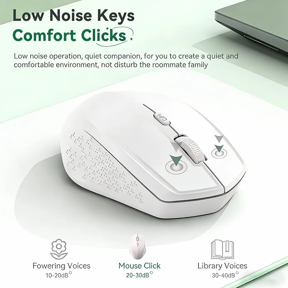 Mysz bezprzewodowa, 2,4G USB i Bluetooth, mysz bezprzewodowa Dual Mode, ergonomiczna mysz PC z regulowanym DPI 800/1200/1600, mysz bezprzewodowa do laptopa, PC, iOS, Android, iPad, Windows