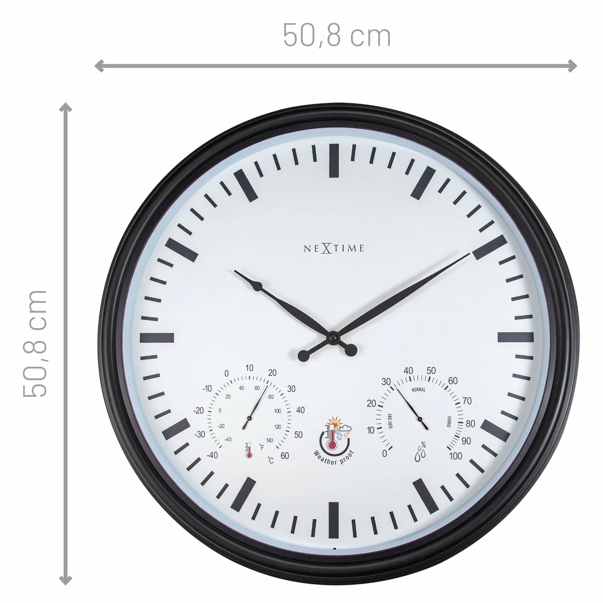 Horloge de Station Météo Extérieure - Ø50.8CM - Plastique - Noir Sunflower