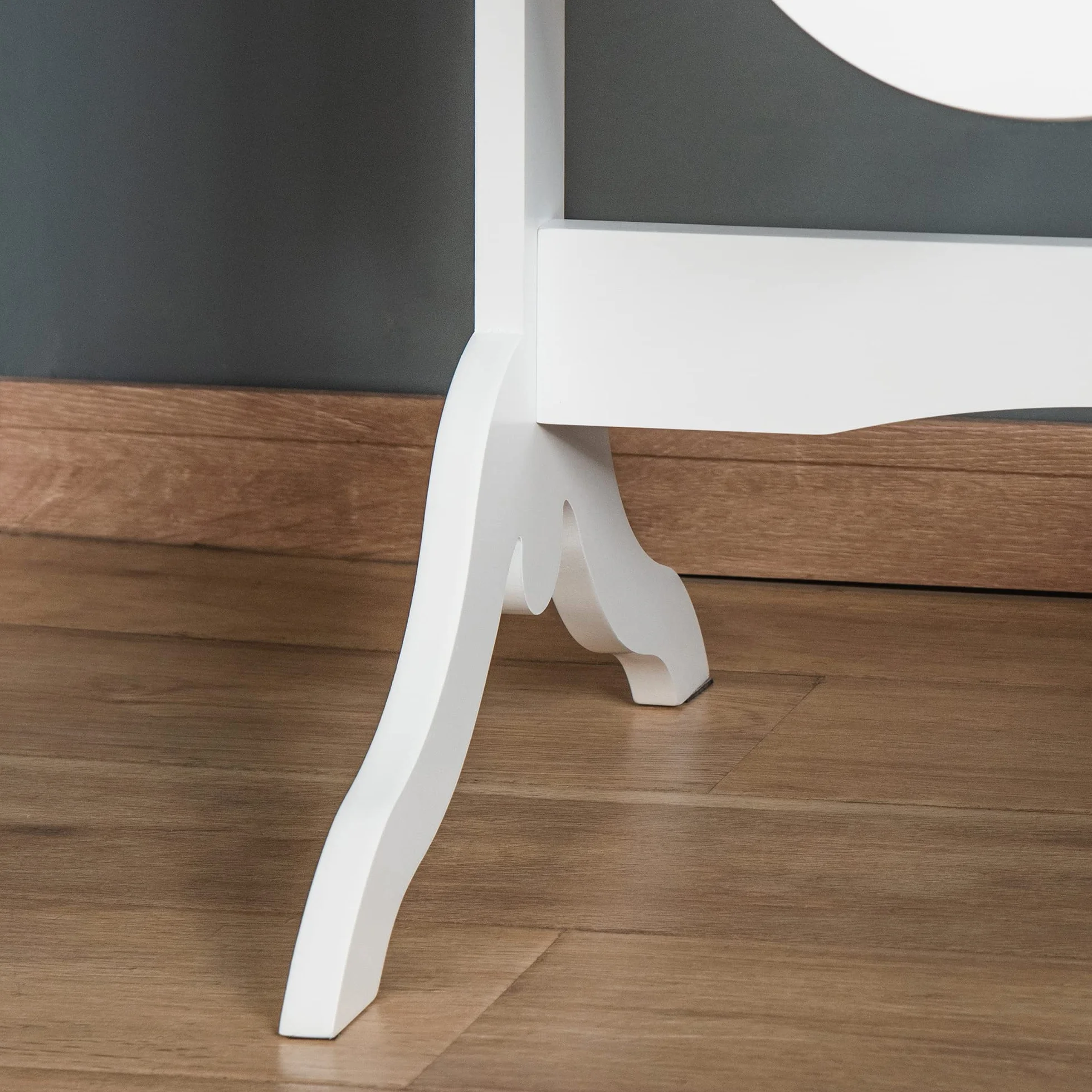 HOMCOM Miroir à Pied Ovale Style Shabby Chic Inclinable 48x46x147 cm MDF Blanc