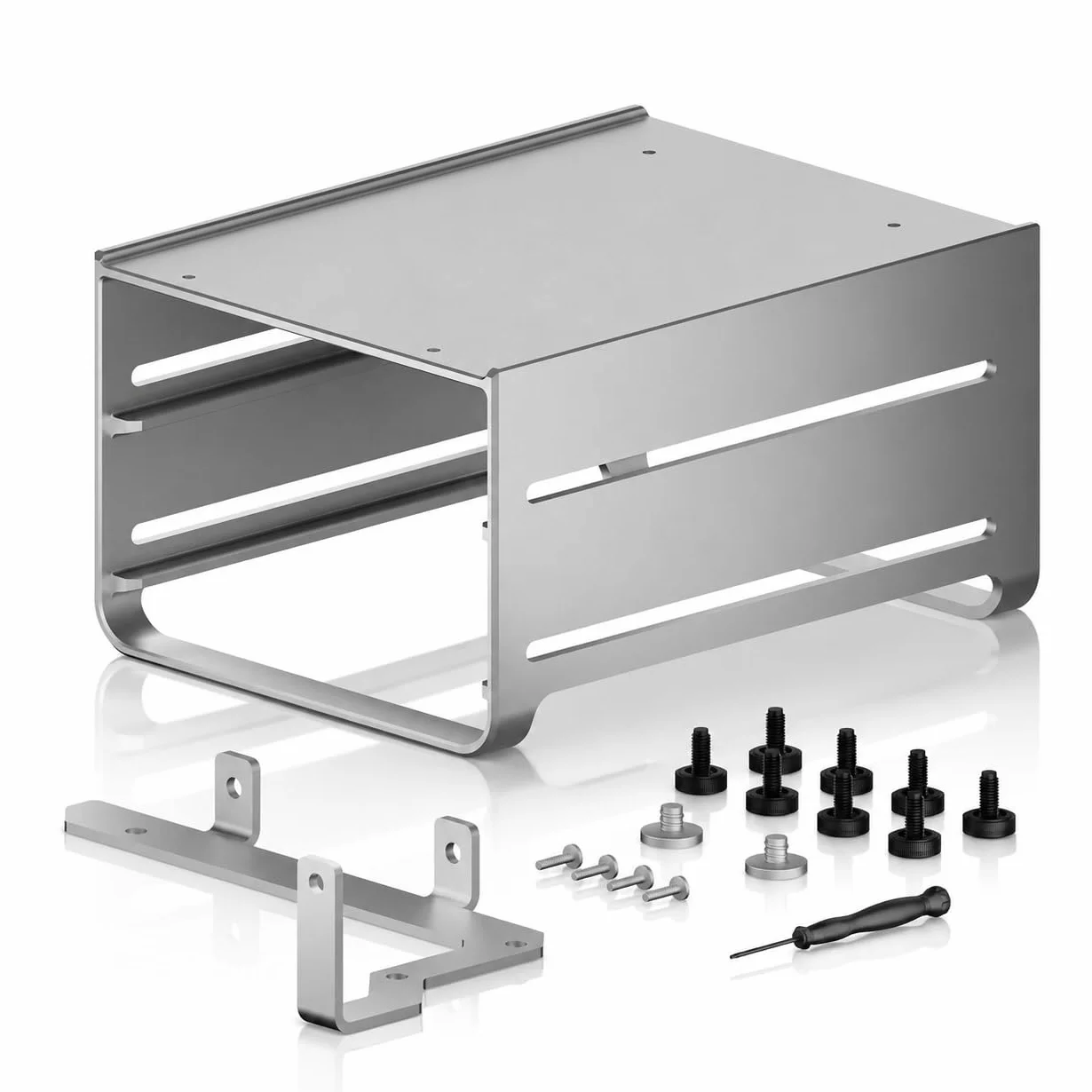 ZimaBoard Uchwyt HDD 2-kieszeniowy do ZimaBoard 2, Aluminiowy stelaż na dwa dyski 3,5", Kompaktowa rama NAS/serwera domowego, Łatwy montaż, Przyjazny dla kabli układ, Srebrny