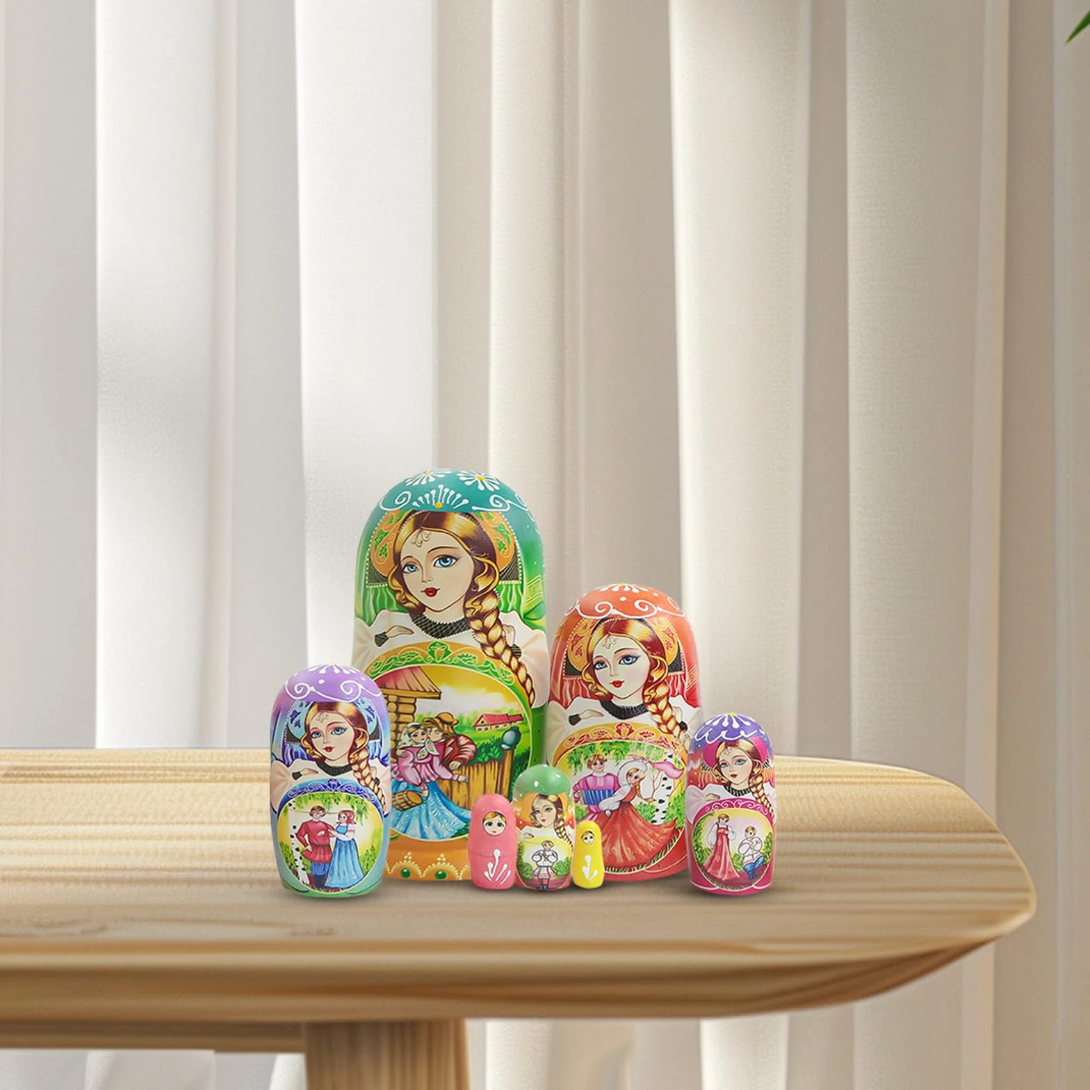 Lot de 7 poupées Matriochka multicolores en bois traditionnelles russes Babushka pour enfants