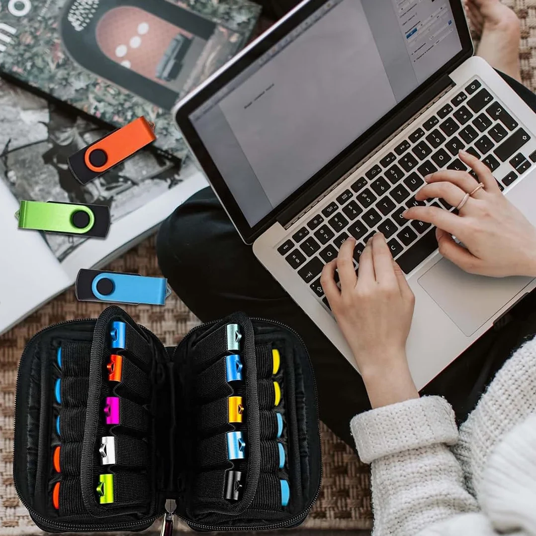 Sac de Rangement pour Clé USB 10 Emplacements Étui de Stockage