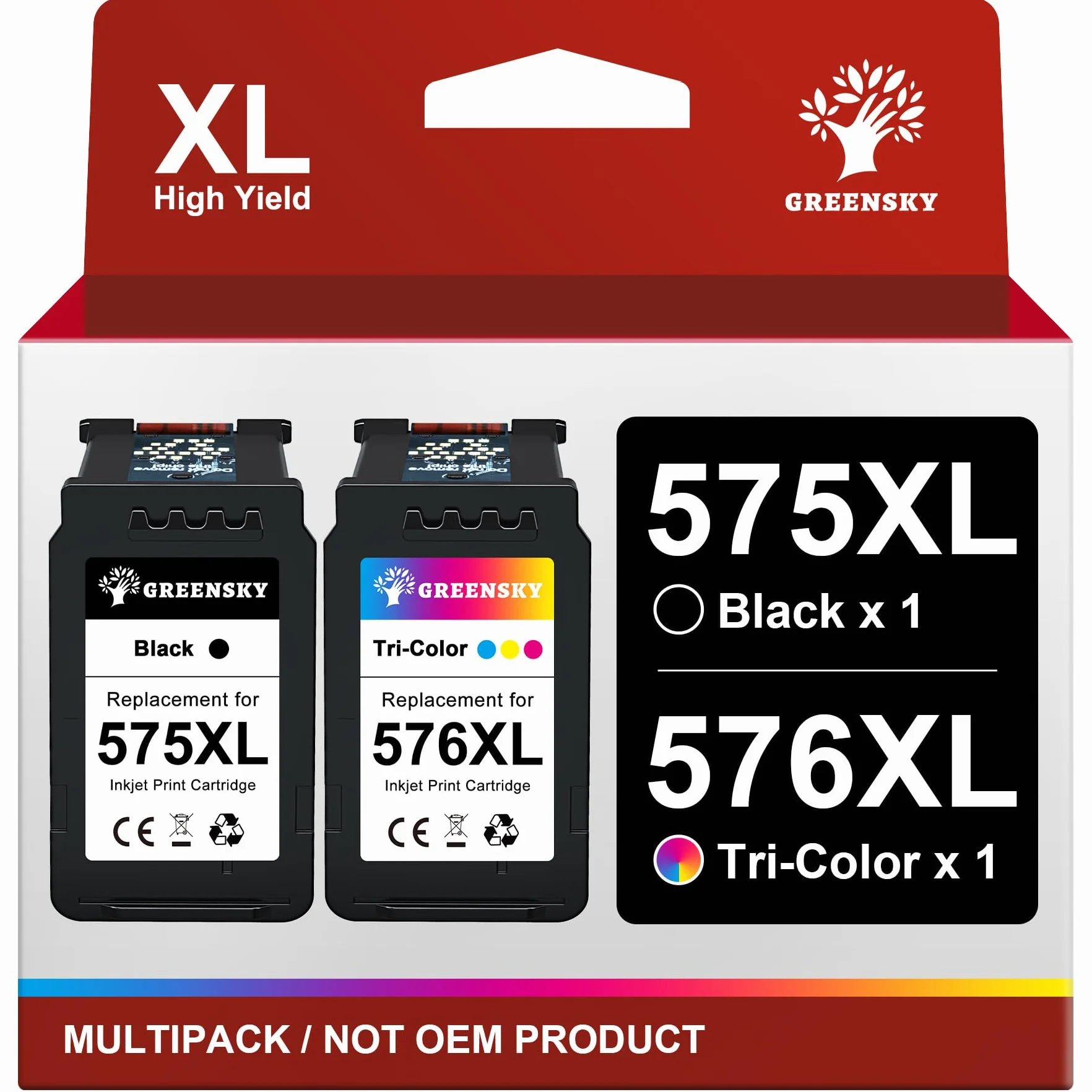 Cartouches d'encre GREENSKY PG-575XL CL-576XL Remplacement pour Canon 575 576 Noir Couleur