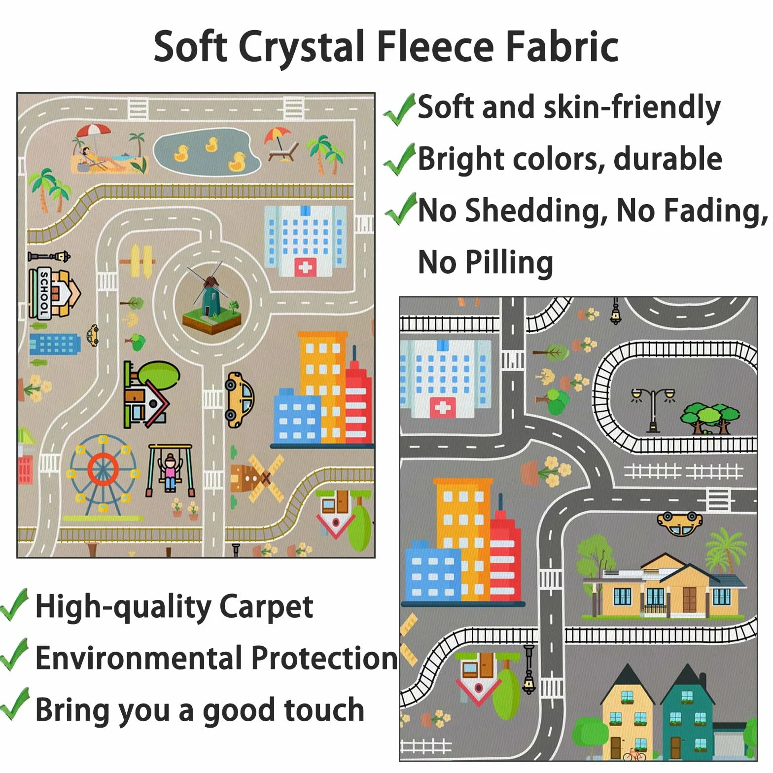 Tapis de jeu route pour enfants 80 x 120 cm
